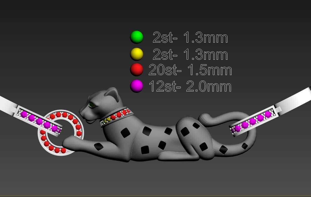 pendant panther 3D print model_51