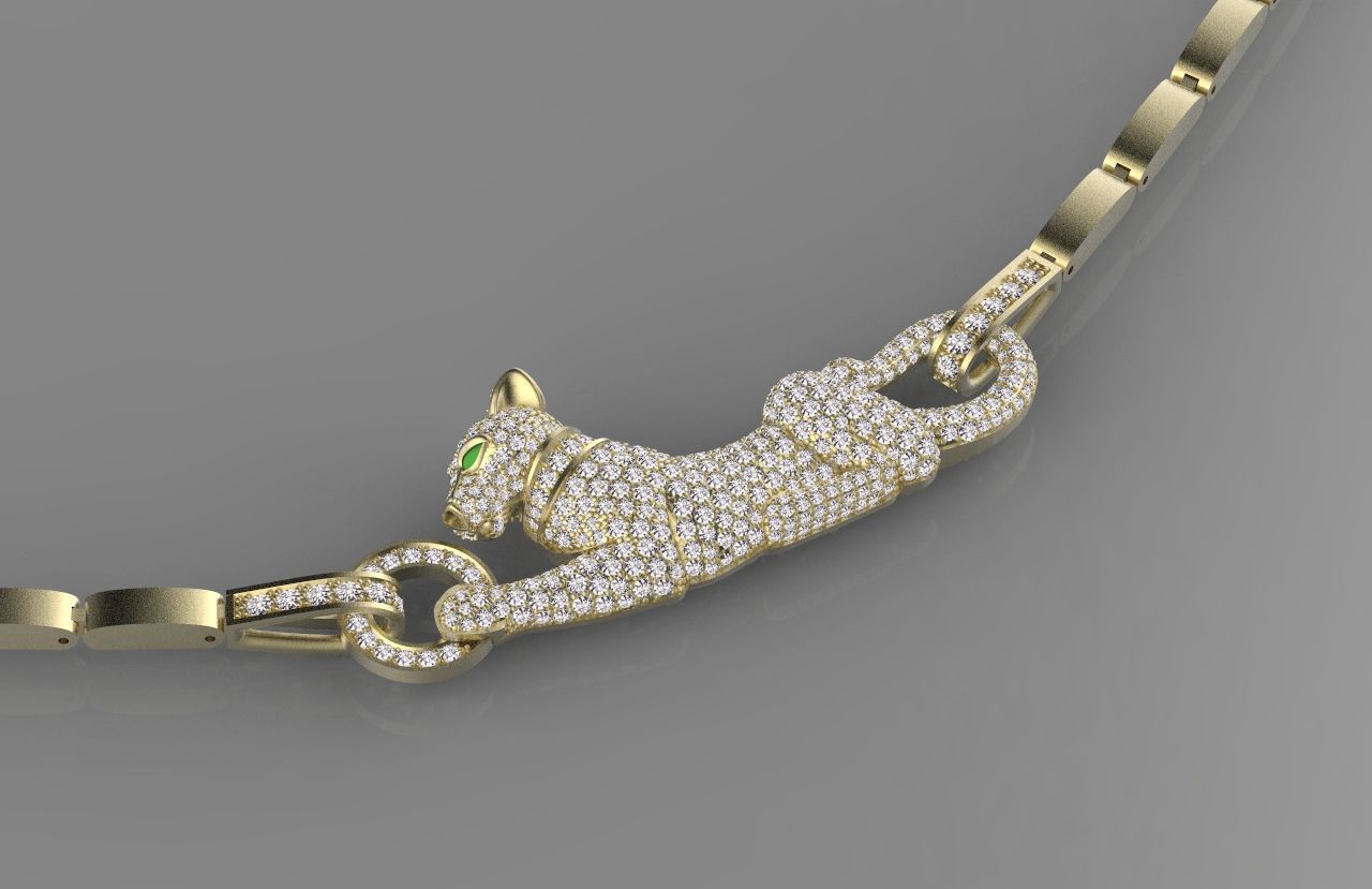 pendant panther 3D print model_26