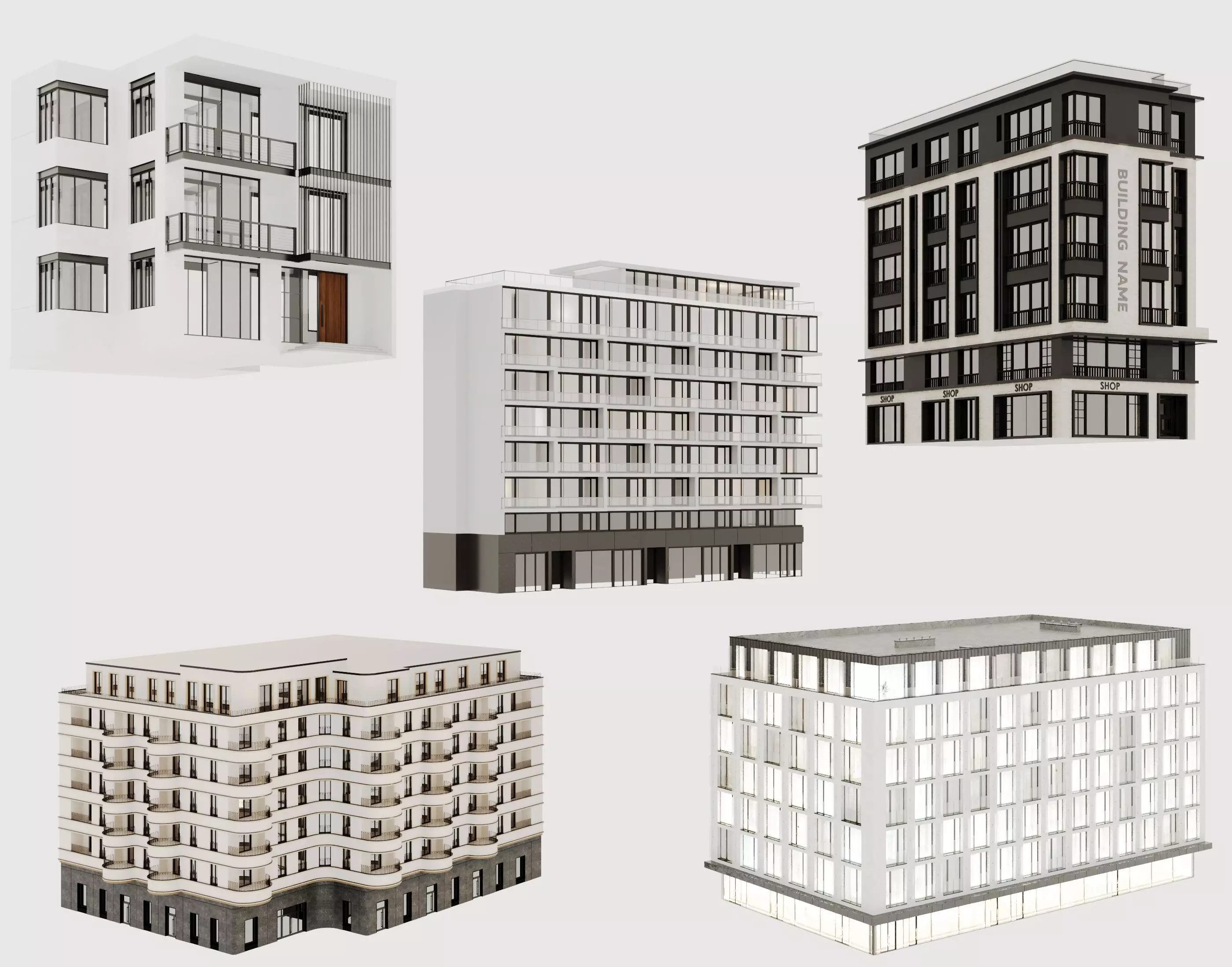 Residental building collection 3D model