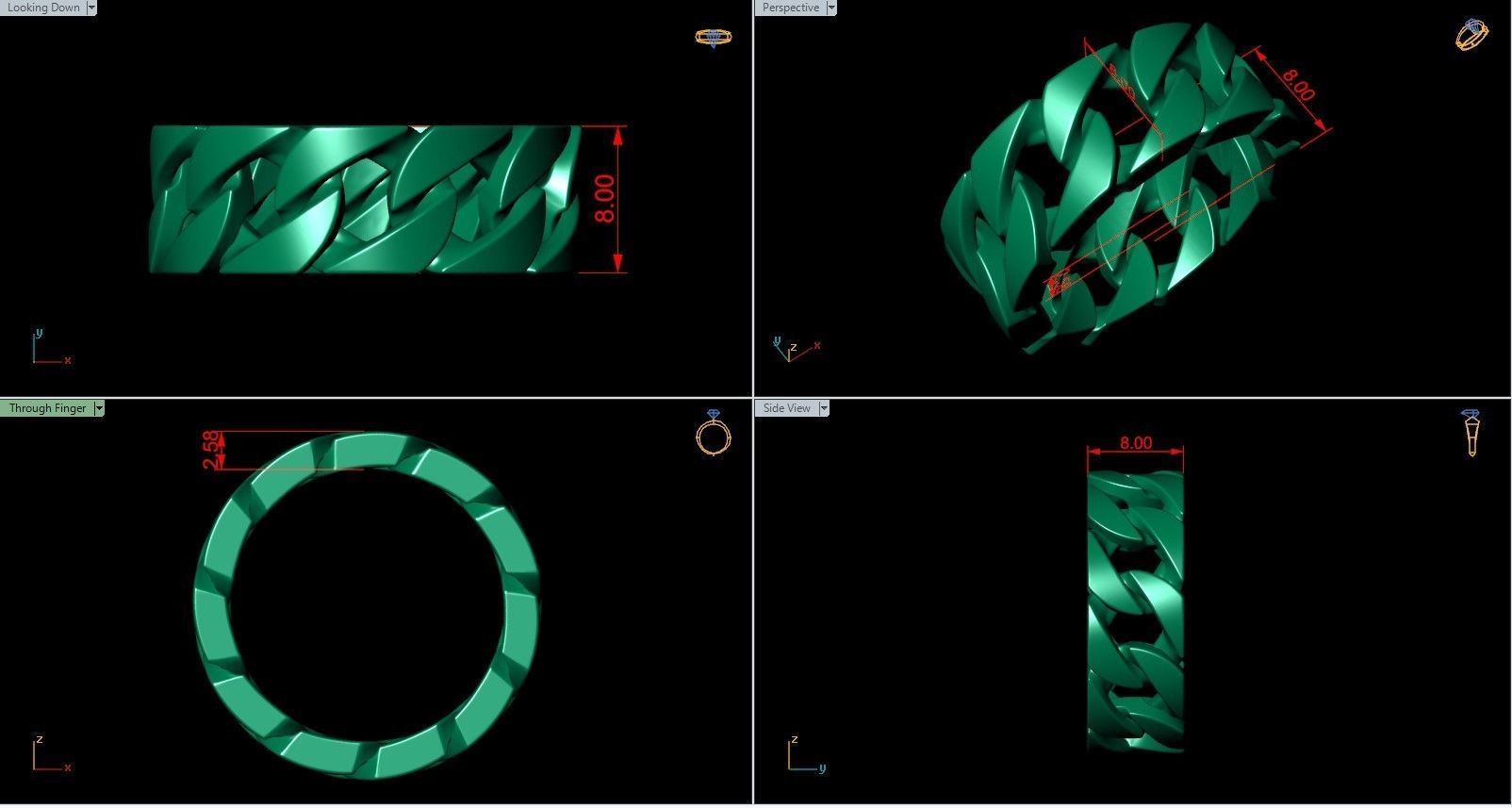 Cuban Chain Ring Gourmet 3D print model_5