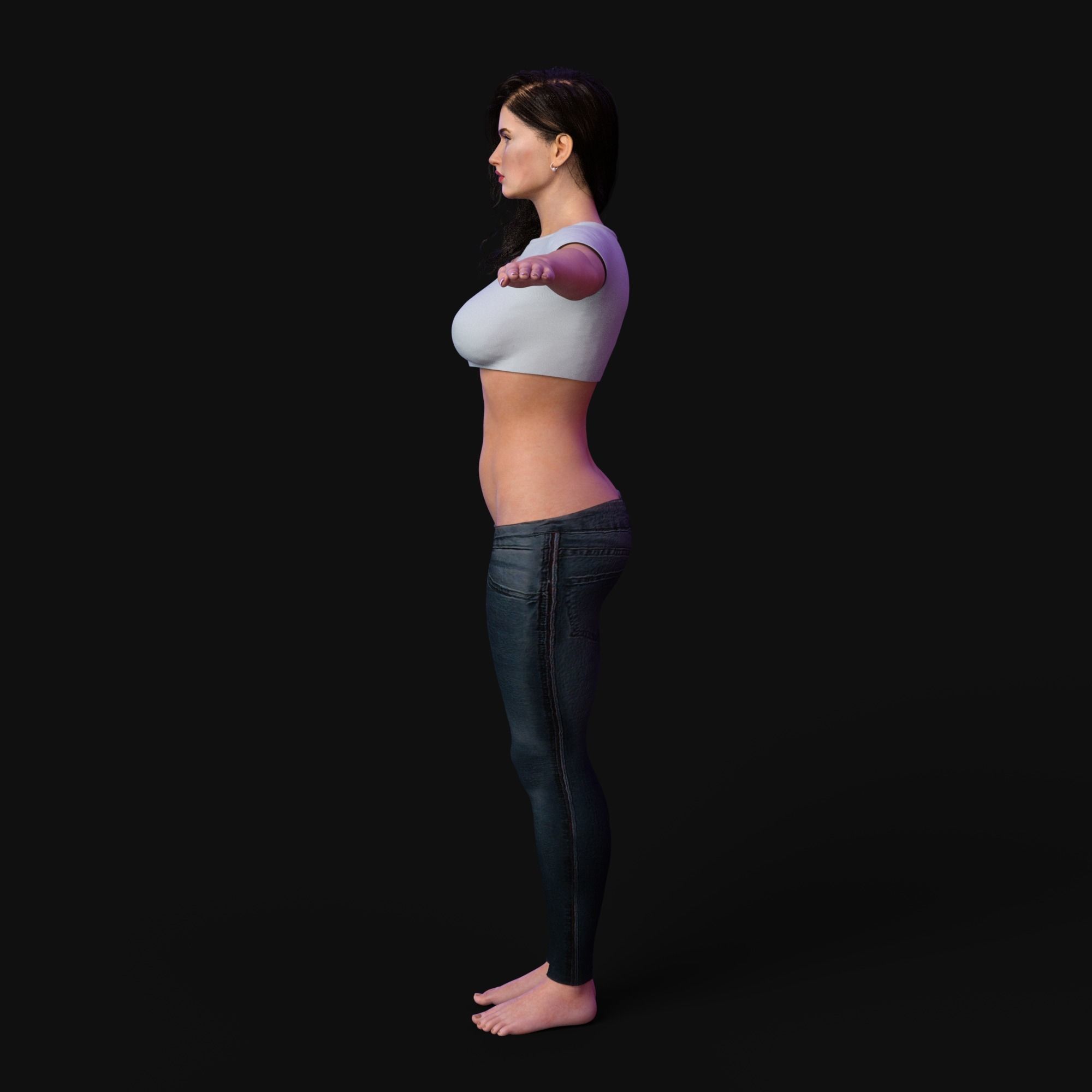 Realistic Woman Character Unreal Engine Ready Low-poly 3D model_10