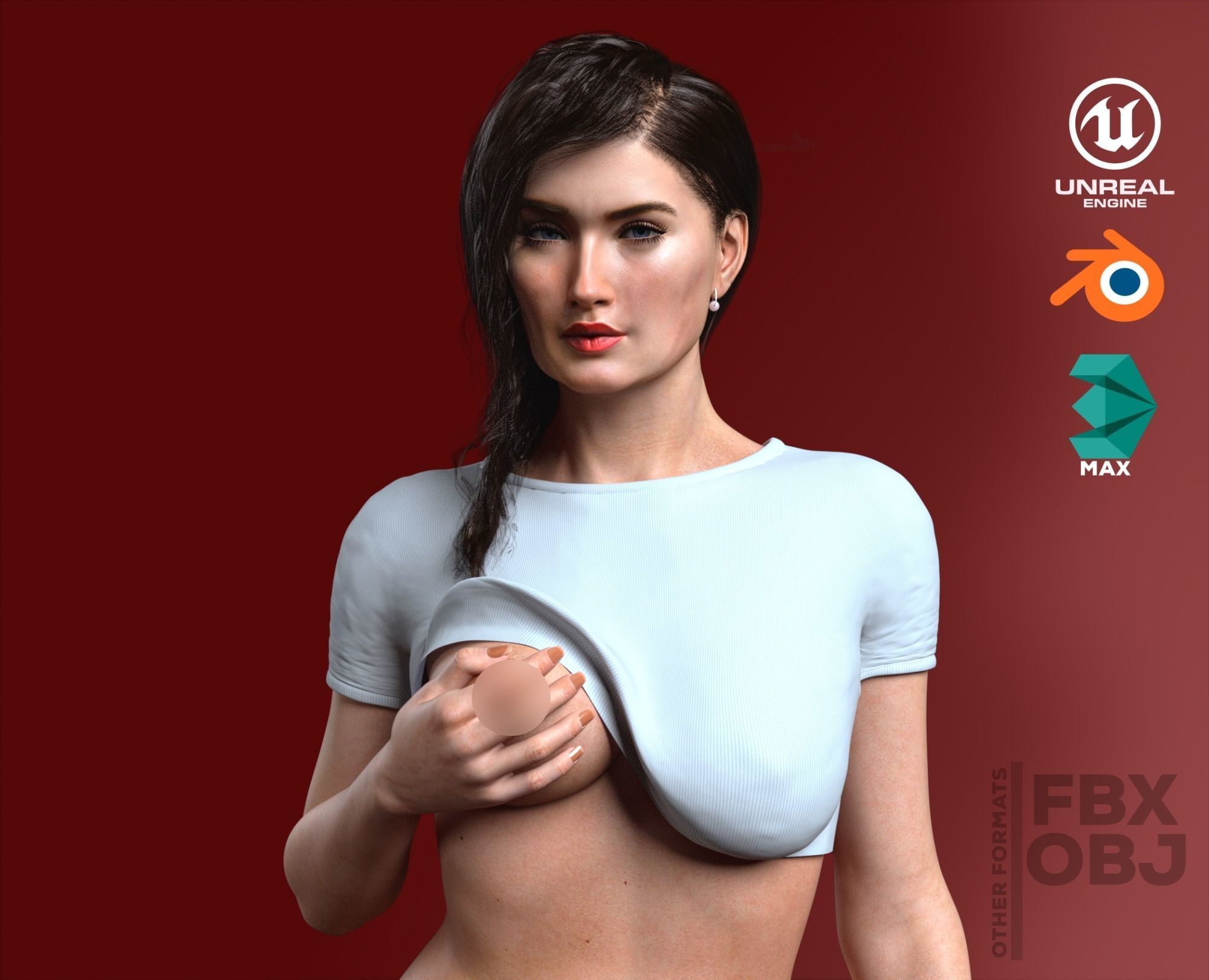 Realistic Woman Character Unreal Engine Ready Low-poly 3D model_0