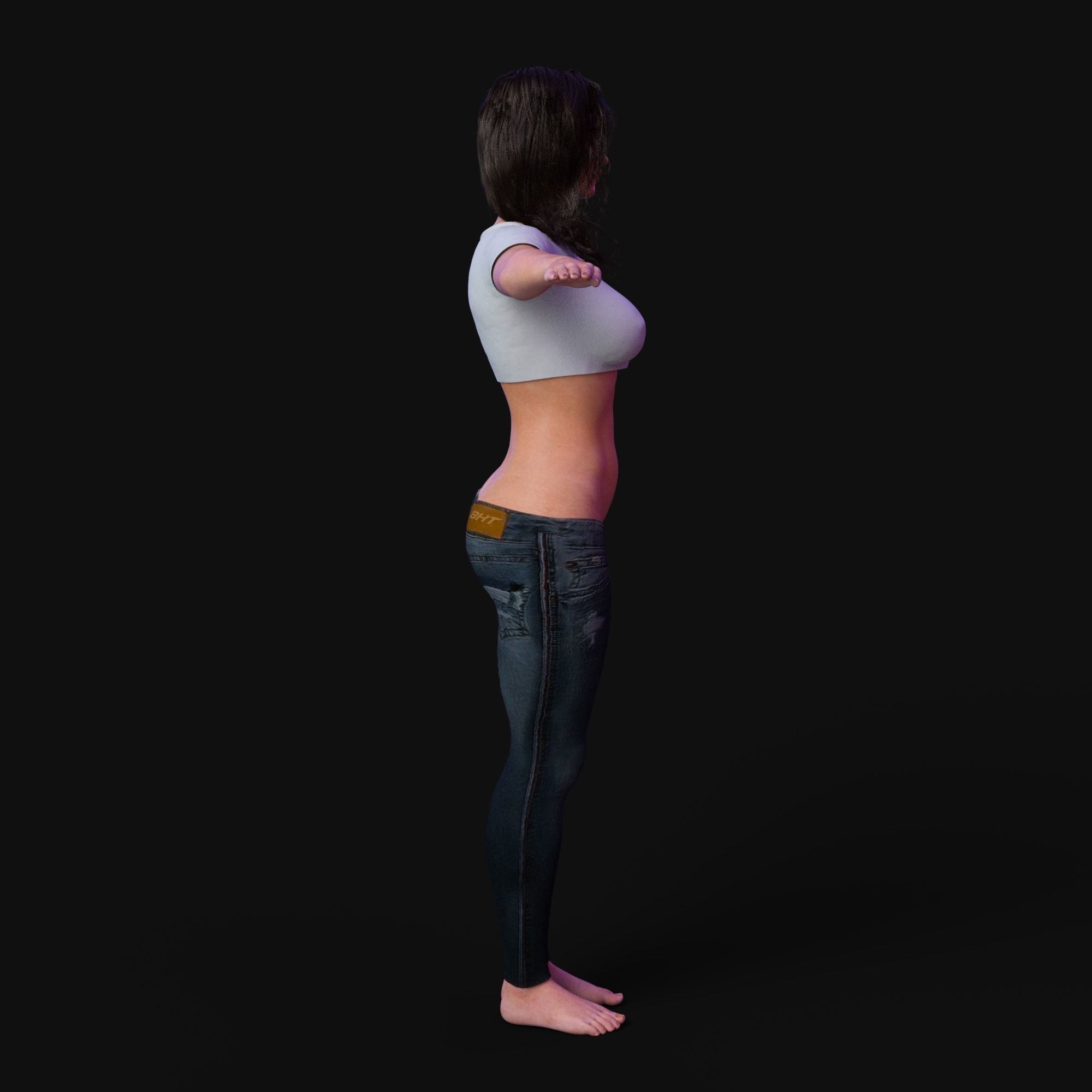 Realistic Woman Character Unreal Engine Ready Low-poly 3D model_11