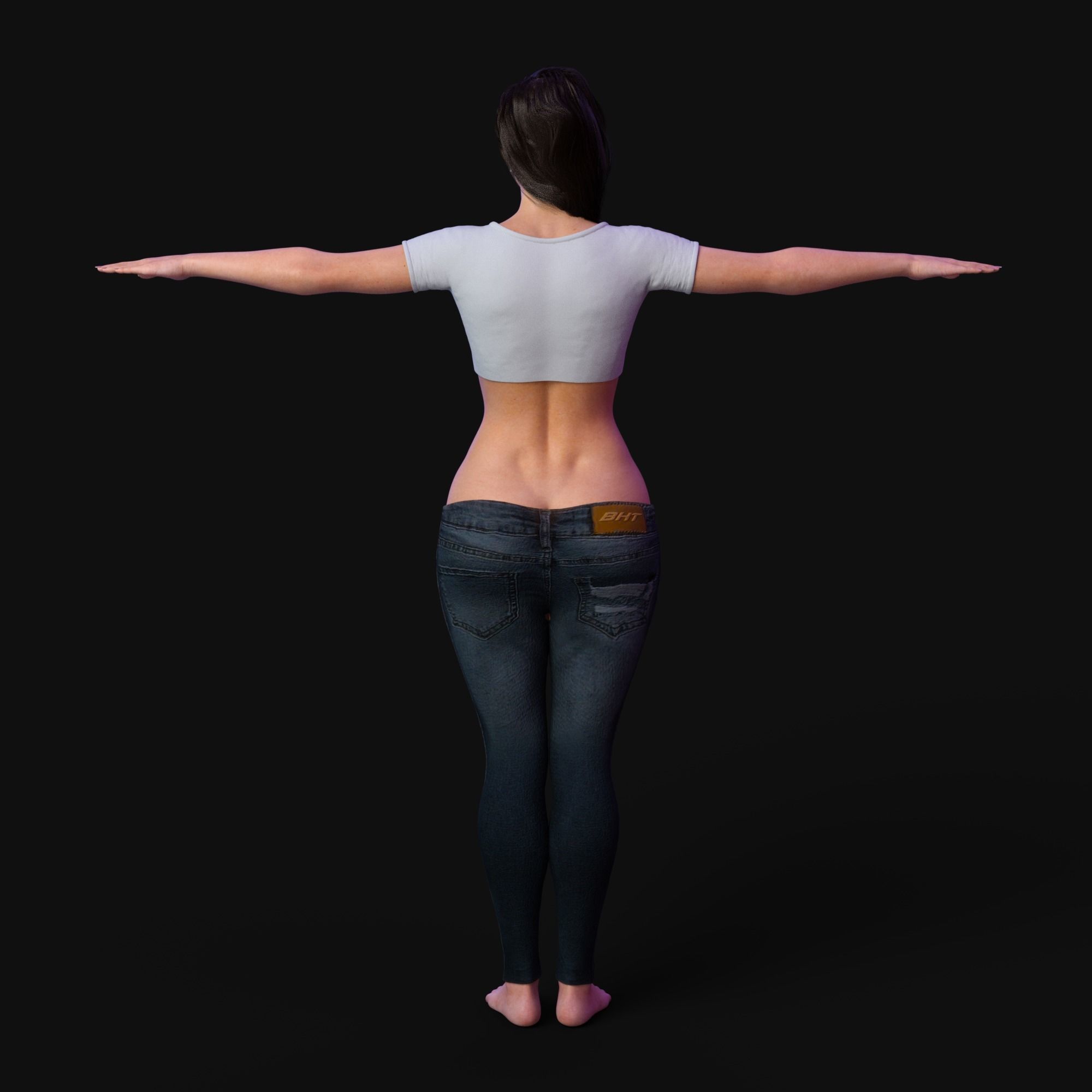 Realistic Woman Character Unreal Engine Ready Low-poly 3D model_12