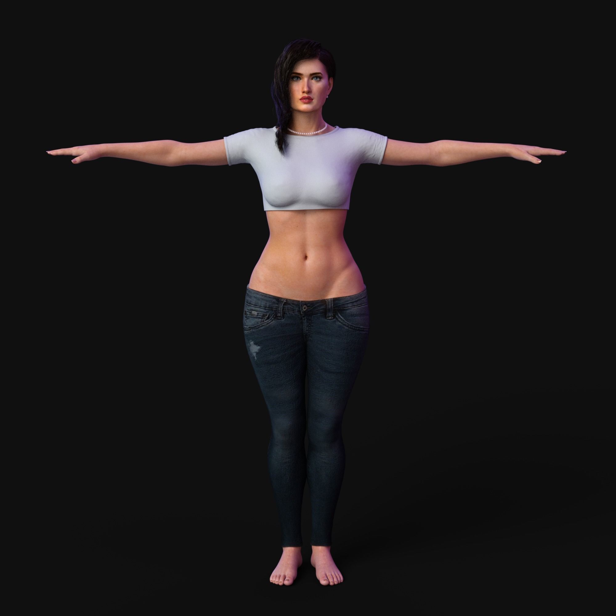 Realistic Woman Character Unreal Engine Ready Low-poly 3D model_9
