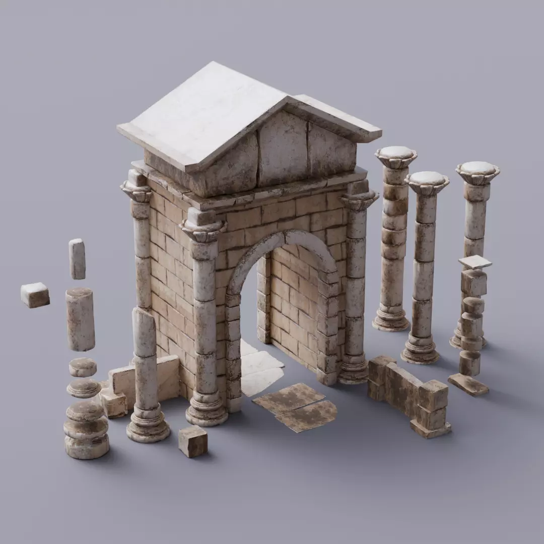 Architecture Old Set Low-poly 3D model