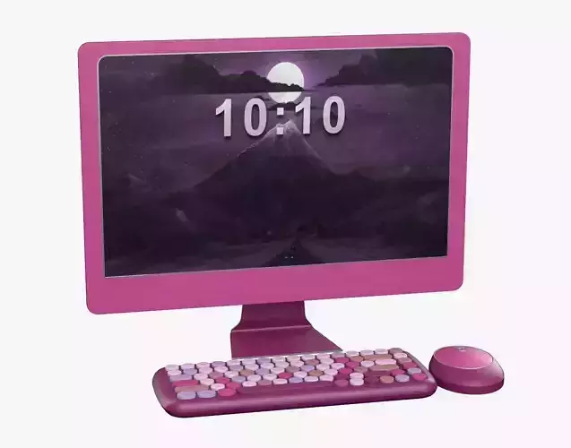 Sweet Pc Set Monitor Keyboard Mouse Candy Pink Version 3D model