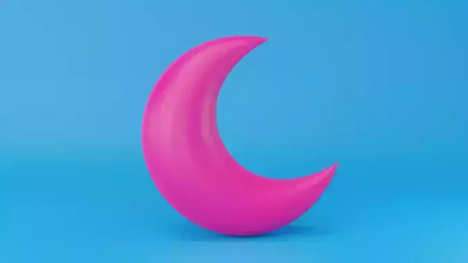 Pink Moon Icon Low-poly 3D model