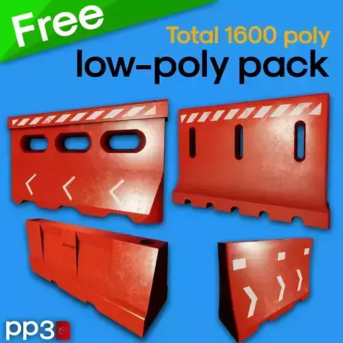 Plastic construction or road barriers  Low-poly