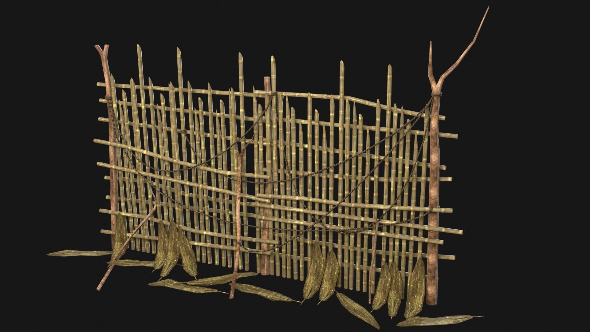 JUNGLE SWAMP PALISADE TRAP WALLS BARRIER BARRICADE COLLECTION Low-poly 3D model_21