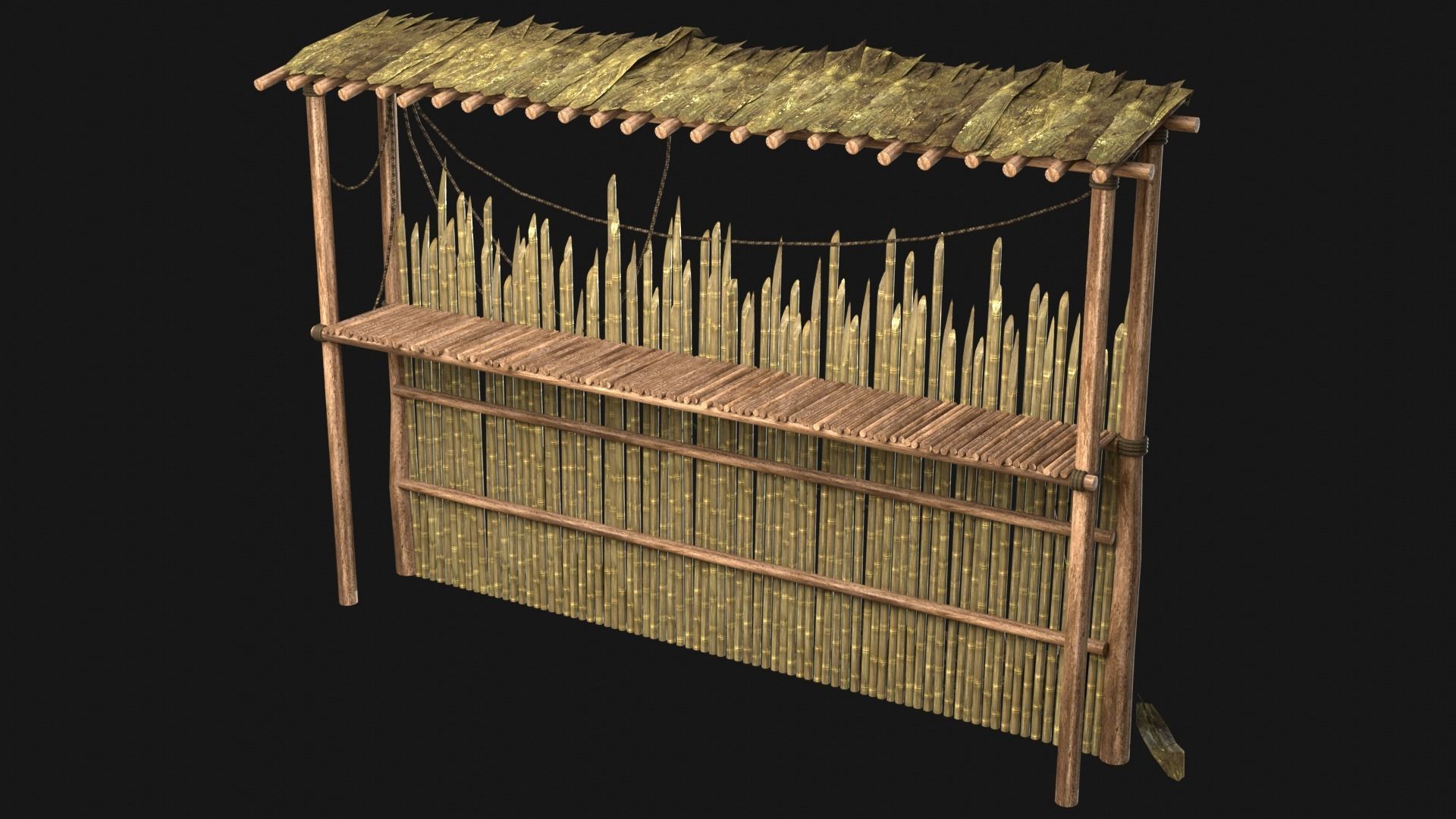 JUNGLE SWAMP PALISADE TRAP WALLS BARRIER BARRICADE COLLECTION Low-poly 3D model_14