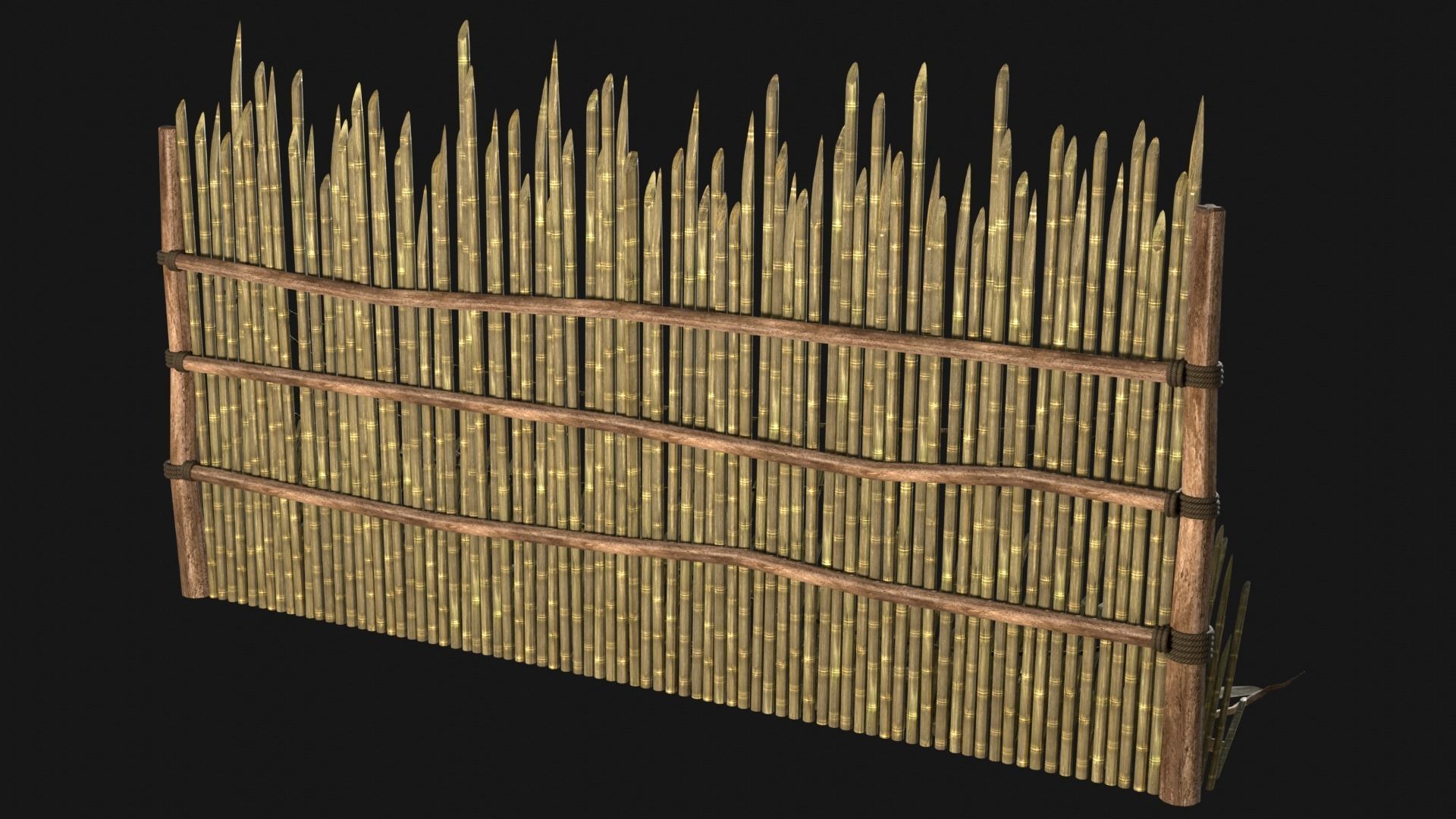 JUNGLE SWAMP PALISADE TRAP WALLS BARRIER BARRICADE COLLECTION Low-poly 3D model_3