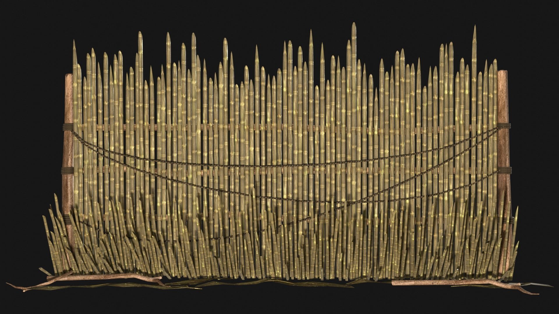 JUNGLE SWAMP PALISADE TRAP WALLS BARRIER BARRICADE COLLECTION Low-poly 3D model_2