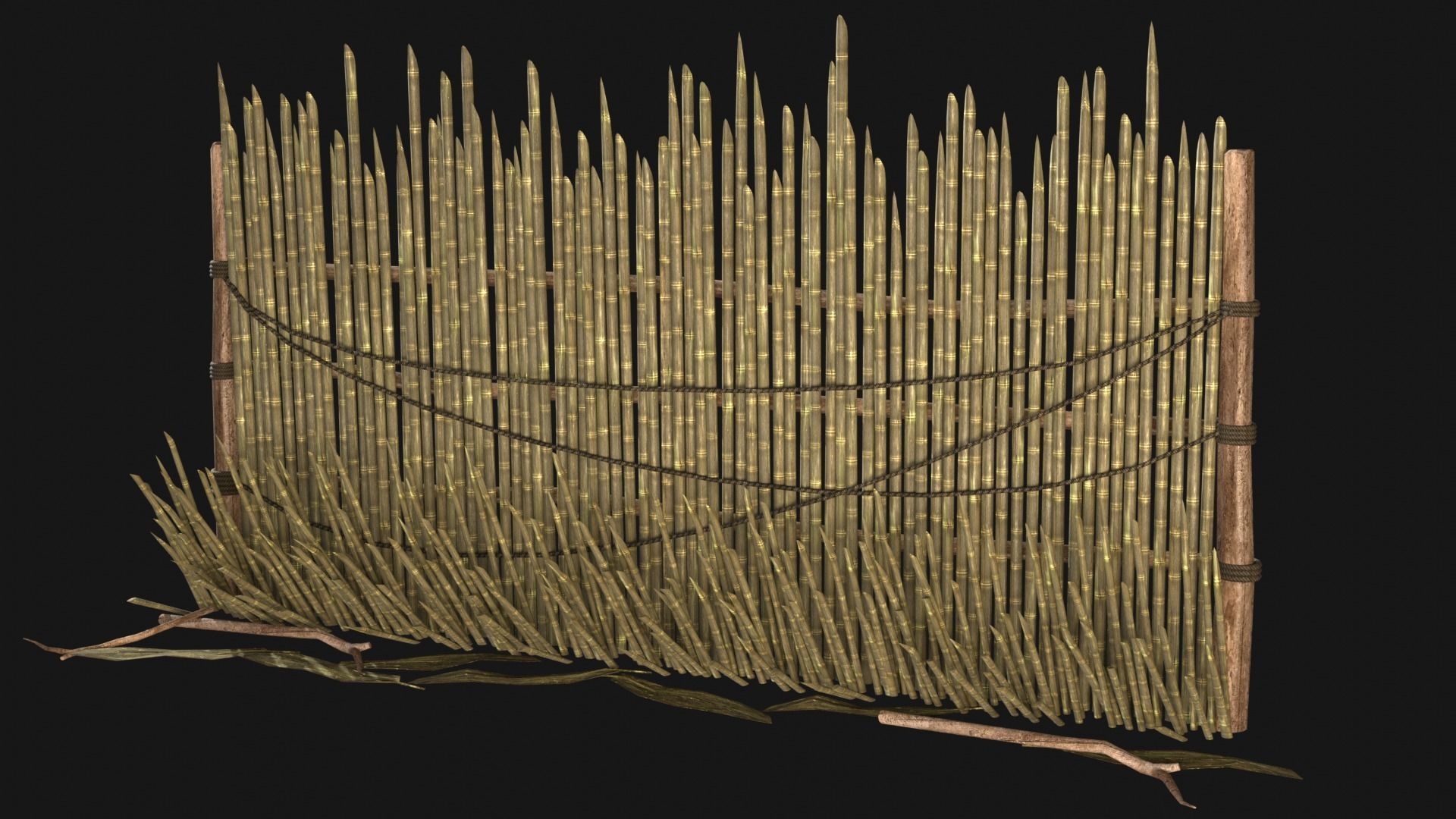 JUNGLE SWAMP PALISADE TRAP WALLS BARRIER BARRICADE COLLECTION Low-poly 3D model_1