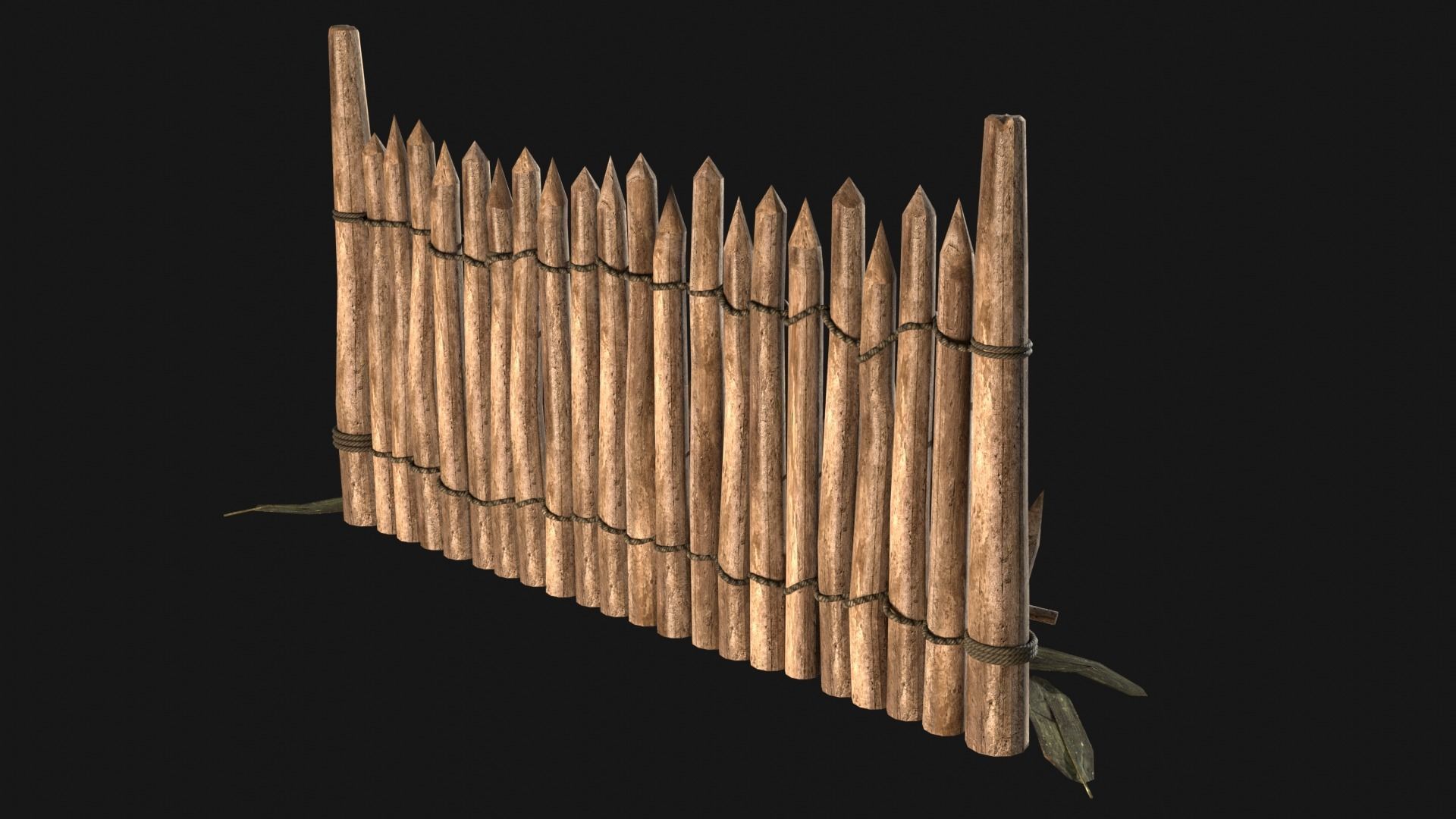 JUNGLE SWAMP PALISADE TRAP WALLS BARRIER BARRICADE COLLECTION Low-poly 3D model_11