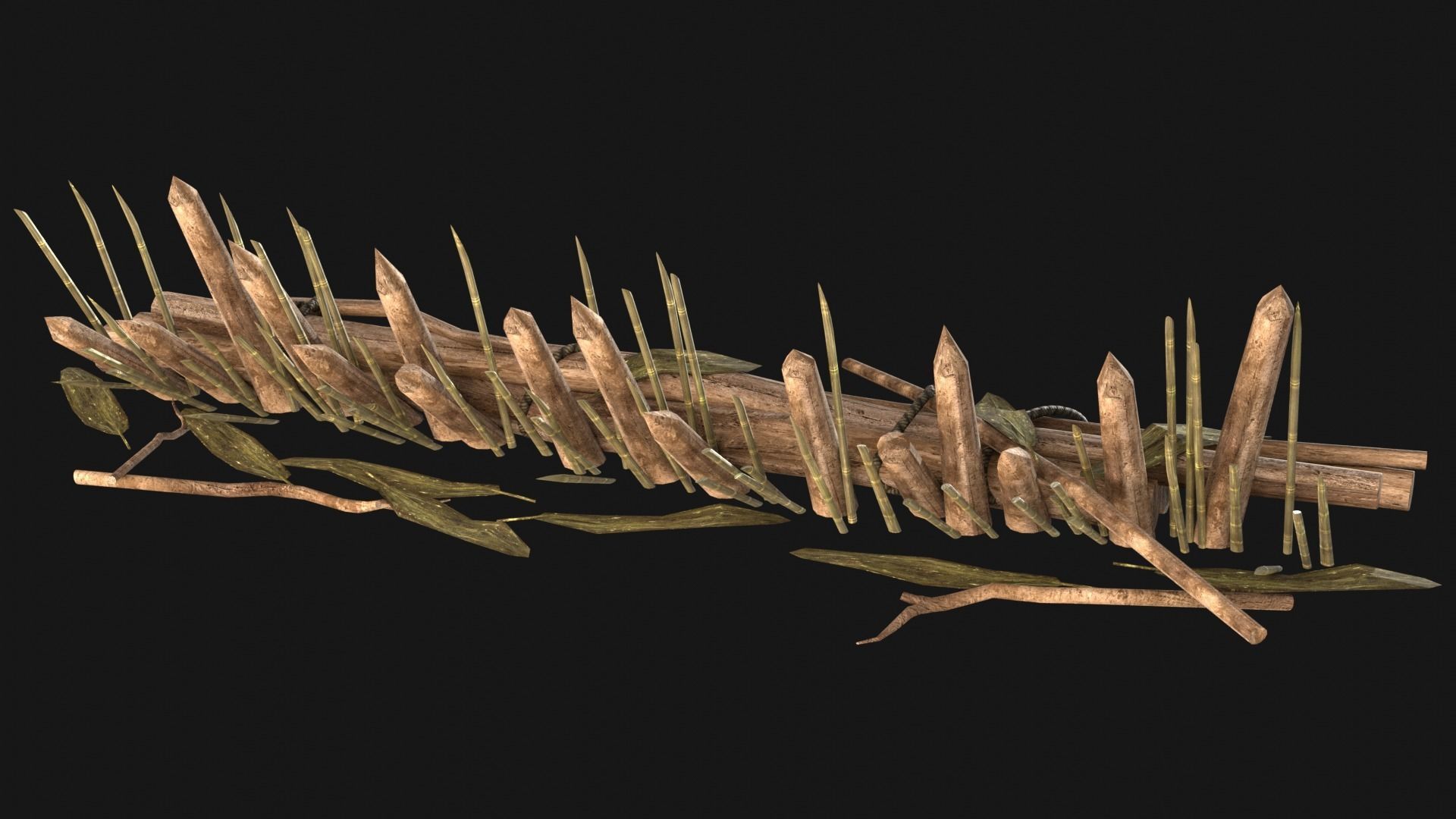 JUNGLE SWAMP PALISADE TRAP WALLS BARRIER BARRICADE COLLECTION Low-poly 3D model_17