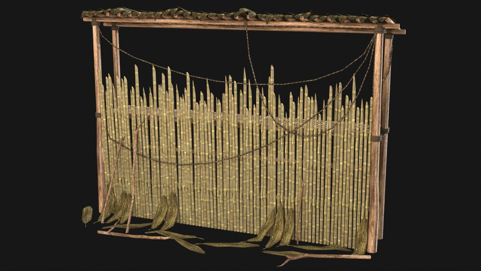 JUNGLE SWAMP PALISADE TRAP WALLS BARRIER BARRICADE COLLECTION Low-poly 3D model_13