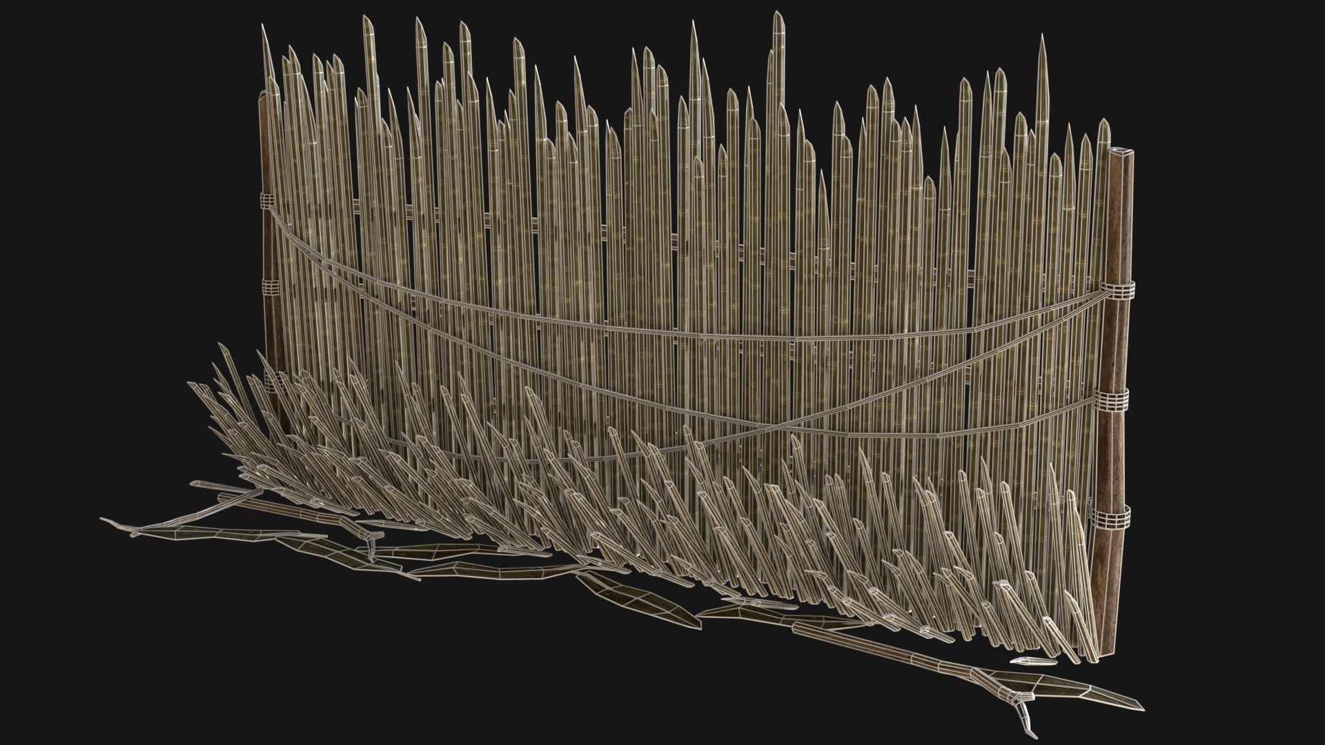 JUNGLE SWAMP PALISADE TRAP WALLS BARRIER BARRICADE COLLECTION Low-poly 3D model_4