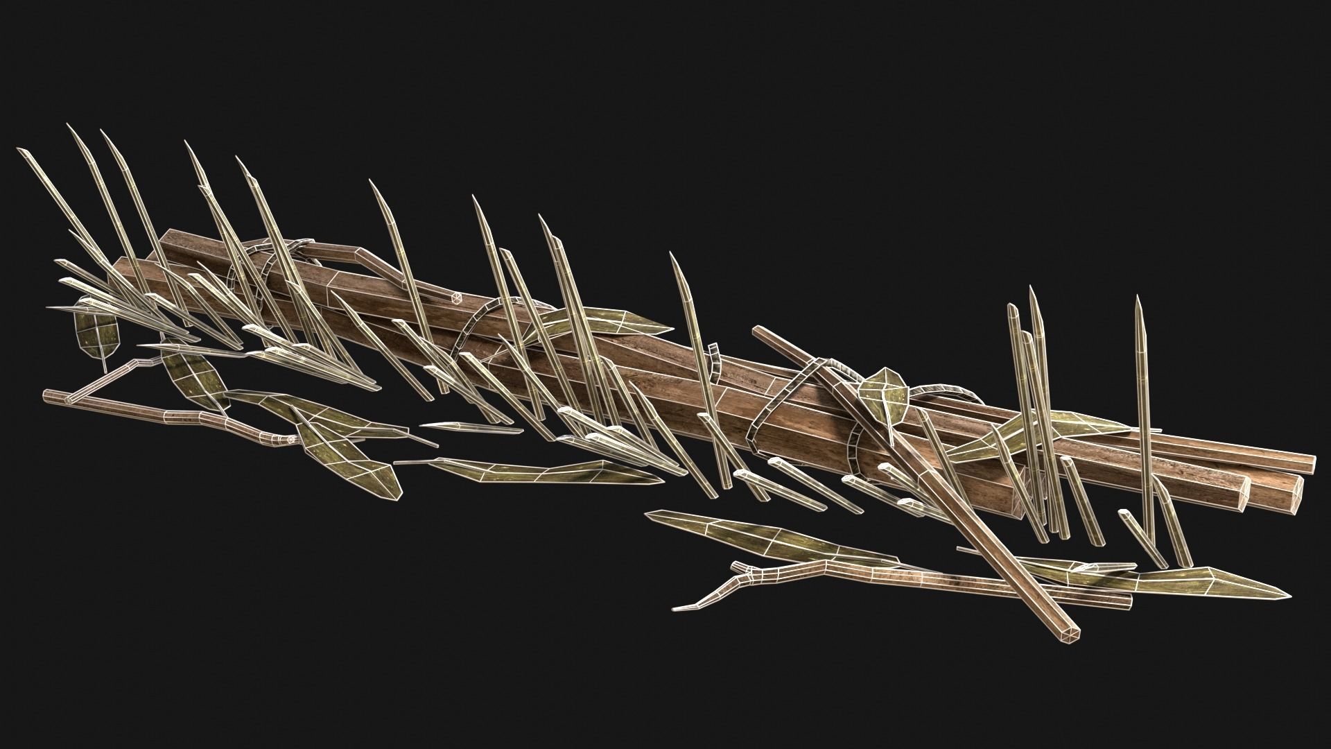 JUNGLE SWAMP PALISADE TRAP WALLS BARRIER BARRICADE COLLECTION Low-poly 3D model_20