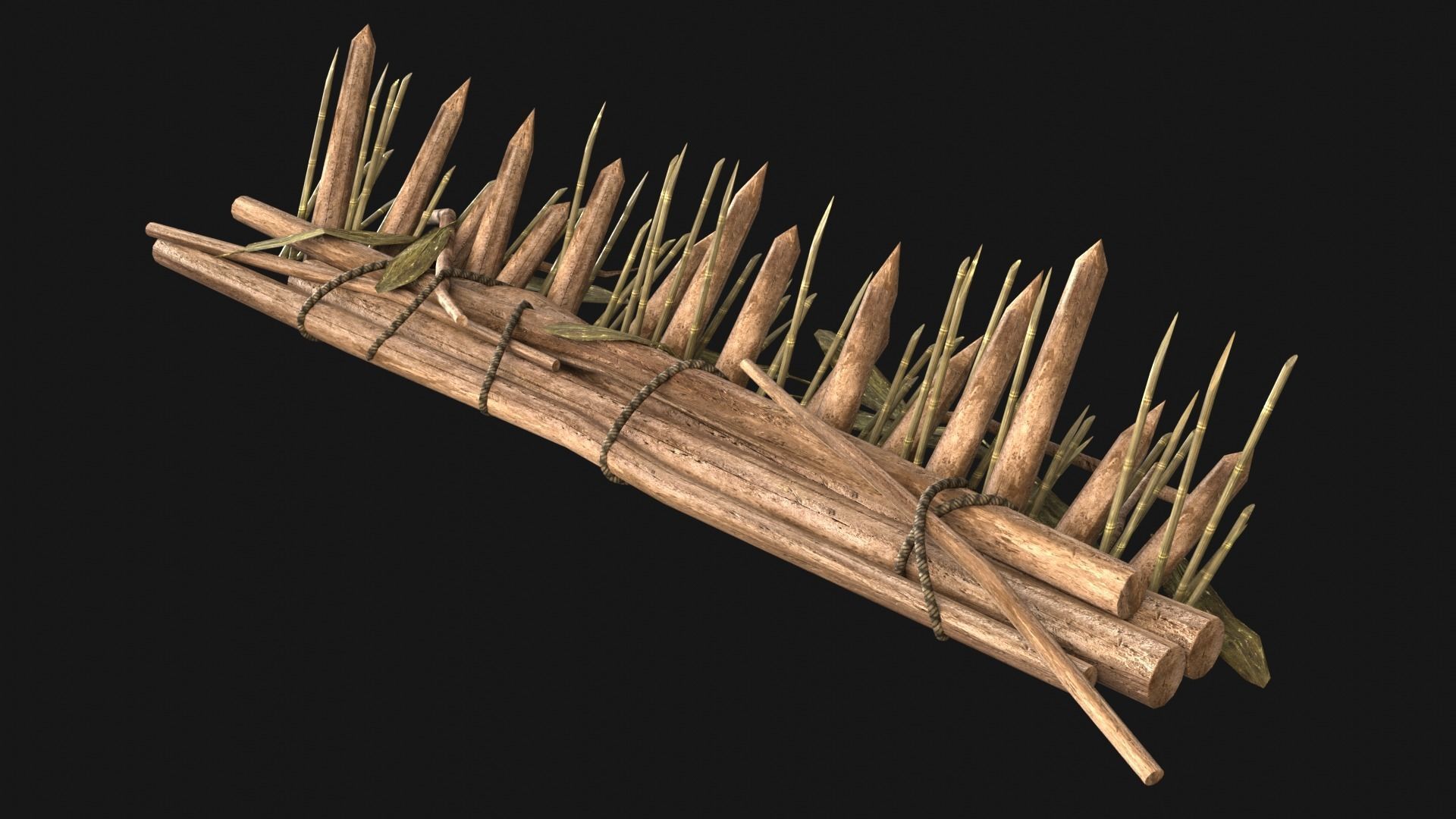 JUNGLE SWAMP PALISADE TRAP WALLS BARRIER BARRICADE COLLECTION Low-poly 3D model_19