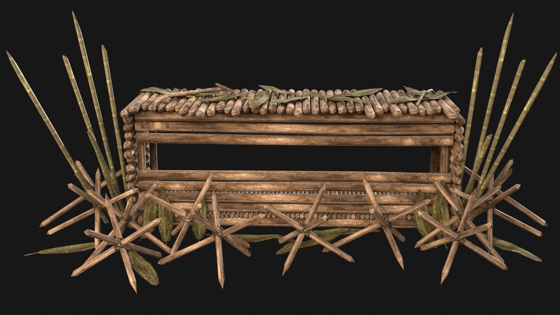 JUNGLE SWAMP PALISADE TRAP WALLS BARRIER BARRICADE COLLECTION Low-poly 3D model_26