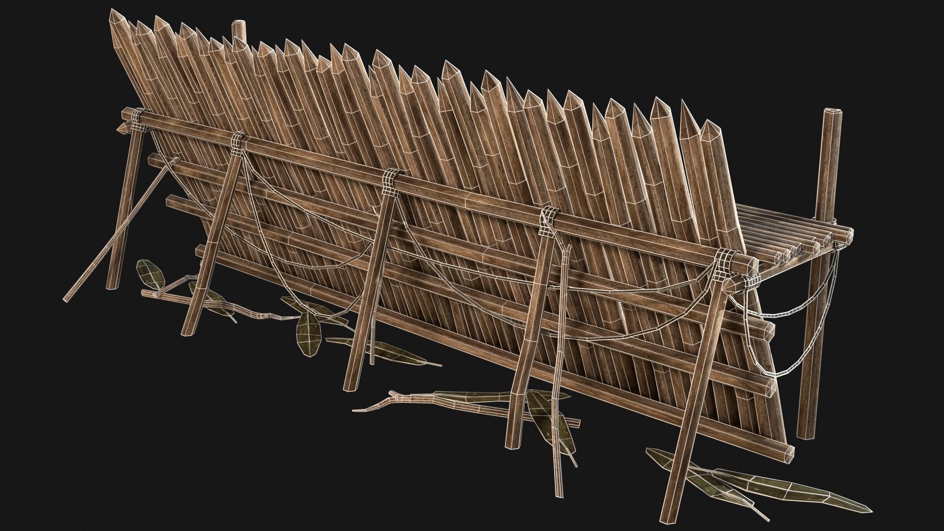 JUNGLE SWAMP PALISADE TRAP WALLS BARRIER BARRICADE COLLECTION Low-poly 3D model_32