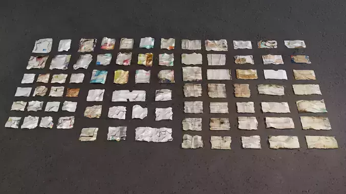 Low Poly Trash Papers and packages set Low-poly 3D model