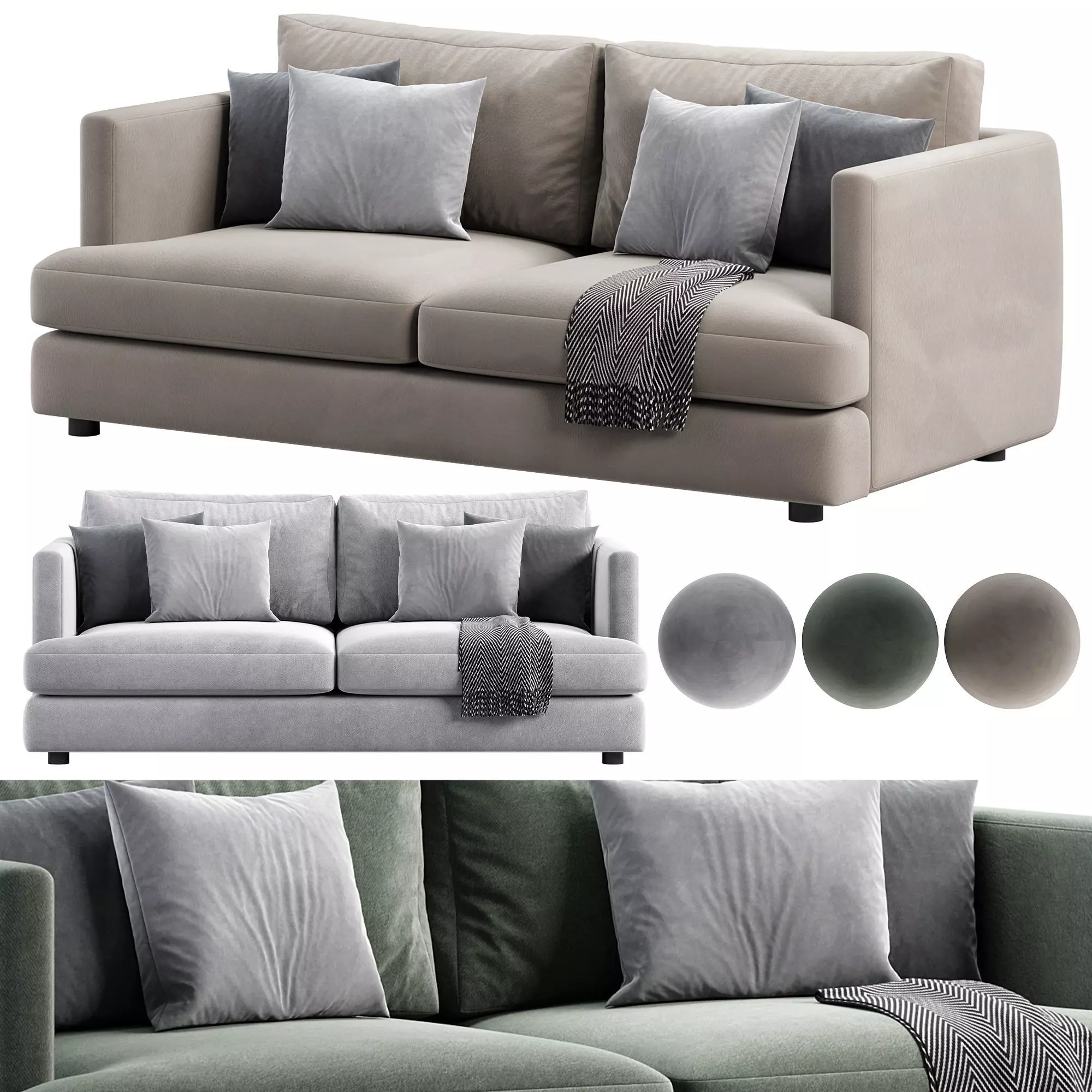 Ibiza sofa bed in dark grey 3D model