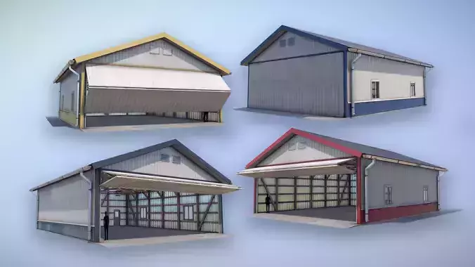 Airfield Hangar 12m Vr1 Low-poly 3D model