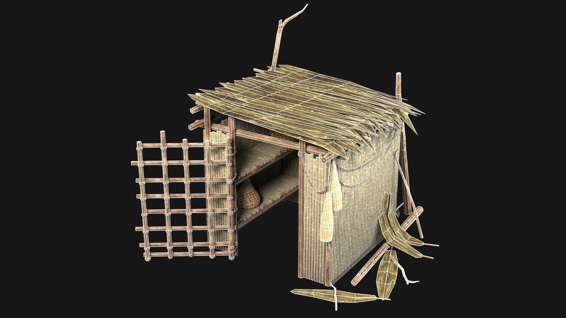 JUNGLE SWAMP STORAGE WAREHOUSE WORKSHOP ROOFING COLLECTION Low-poly 3D model_4