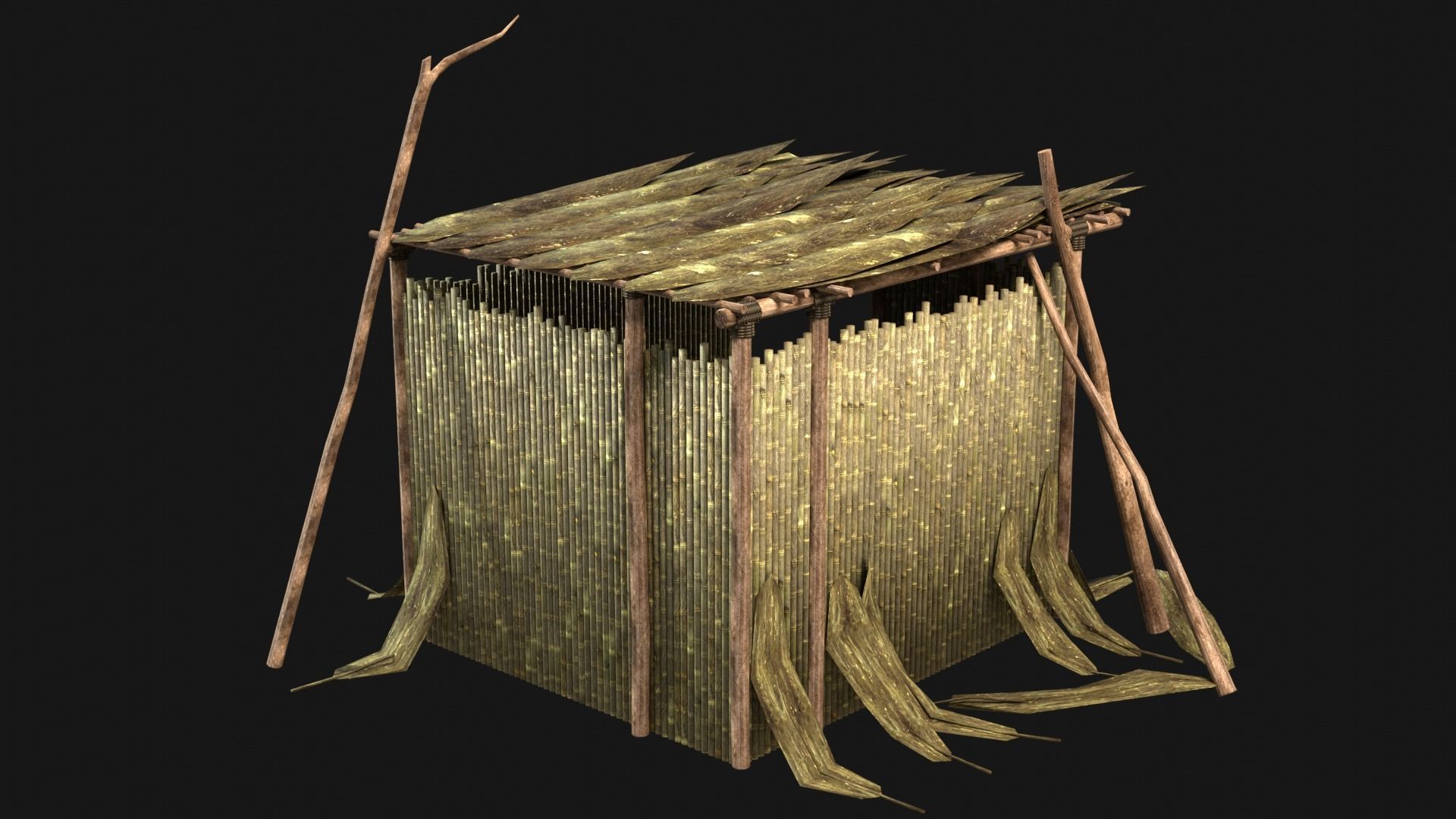 JUNGLE SWAMP STORAGE WAREHOUSE WORKSHOP ROOFING COLLECTION Low-poly 3D model_11