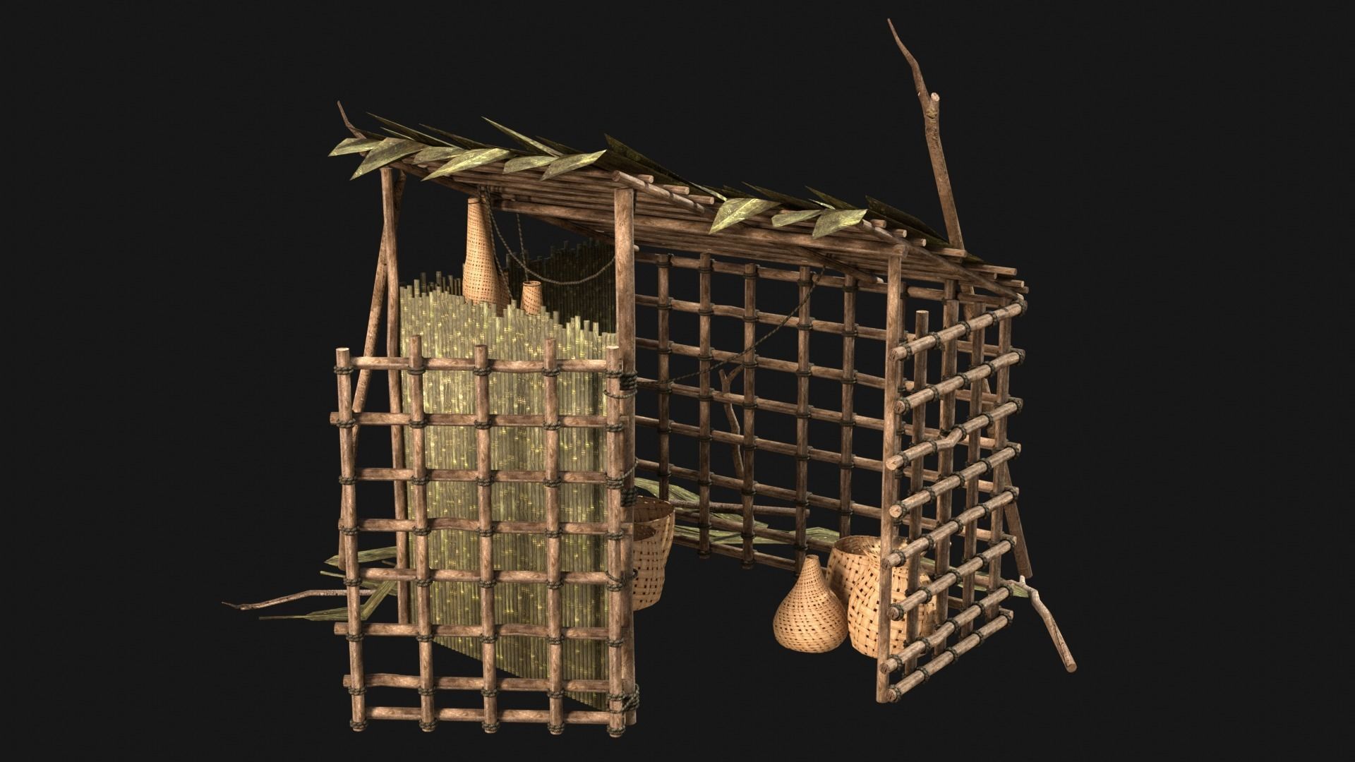 JUNGLE SWAMP STORAGE WAREHOUSE WORKSHOP ROOFING COLLECTION Low-poly 3D model_21