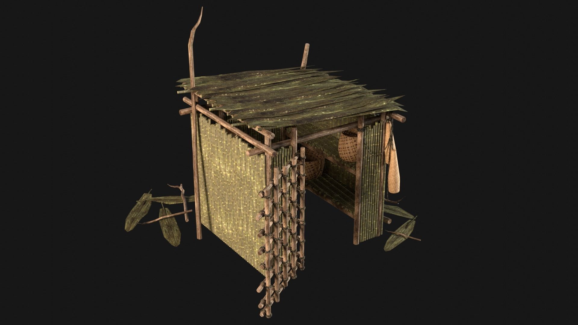 JUNGLE SWAMP STORAGE WAREHOUSE WORKSHOP ROOFING COLLECTION Low-poly 3D model_2