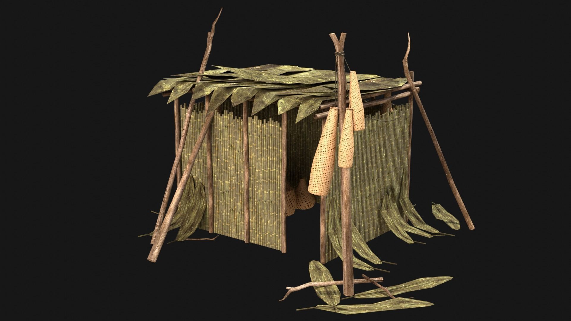 JUNGLE SWAMP STORAGE WAREHOUSE WORKSHOP ROOFING COLLECTION Low-poly 3D model_17