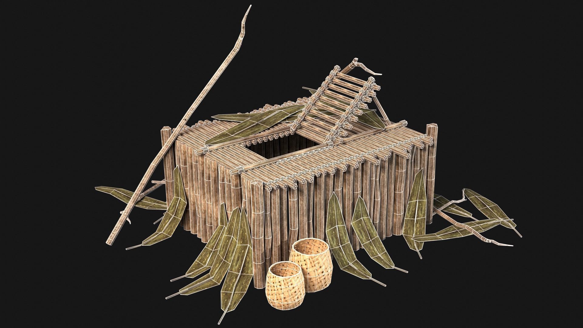 JUNGLE SWAMP STORAGE WAREHOUSE WORKSHOP ROOFING COLLECTION Low-poly 3D model_36