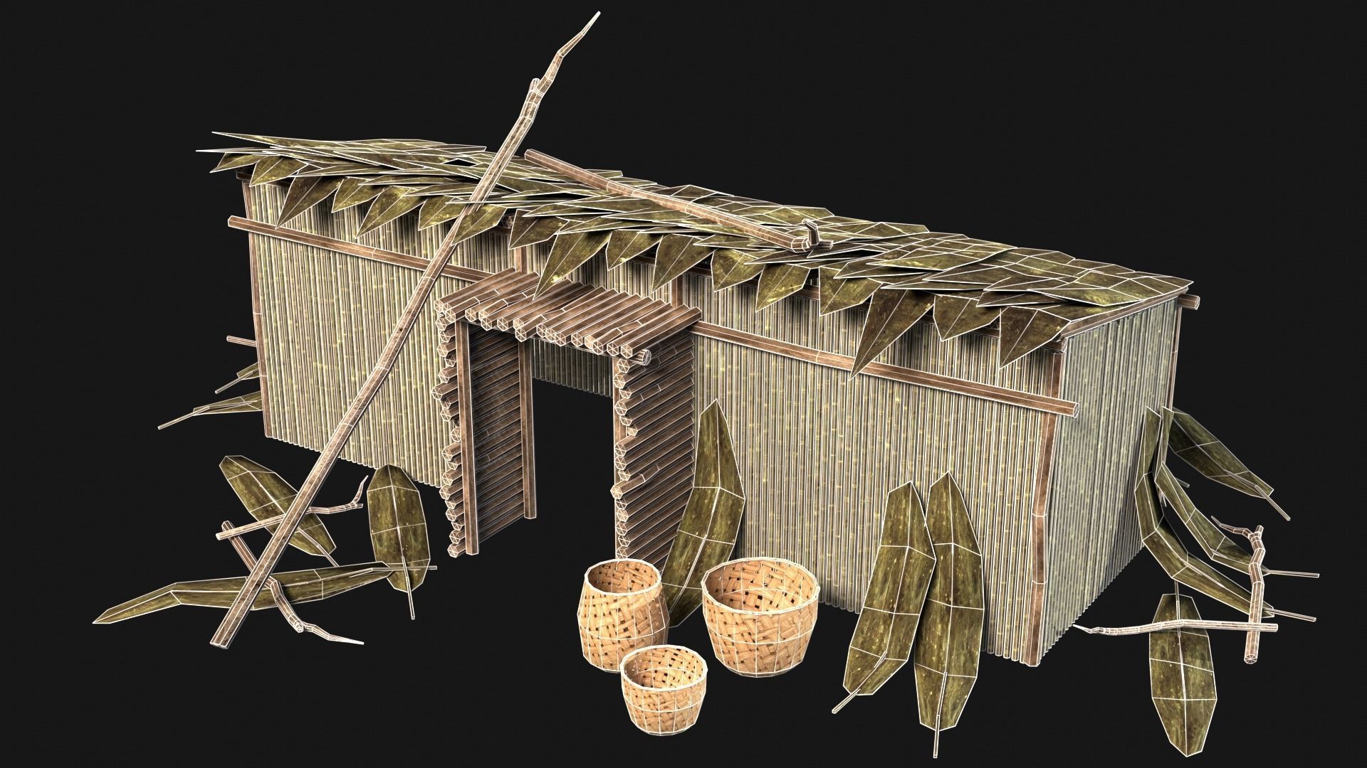 JUNGLE SWAMP STORAGE WAREHOUSE WORKSHOP ROOFING COLLECTION Low-poly 3D model_28