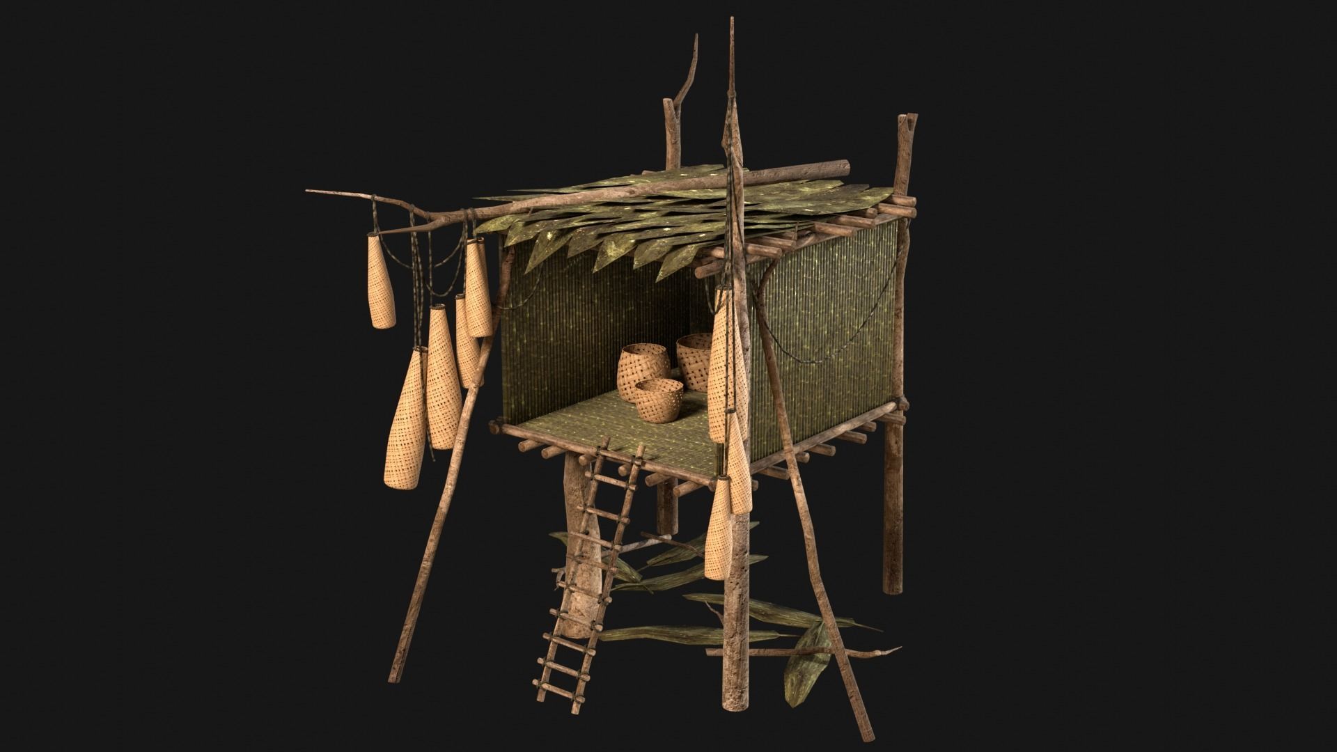 JUNGLE SWAMP STORAGE WAREHOUSE WORKSHOP ROOFING COLLECTION Low-poly 3D model_29