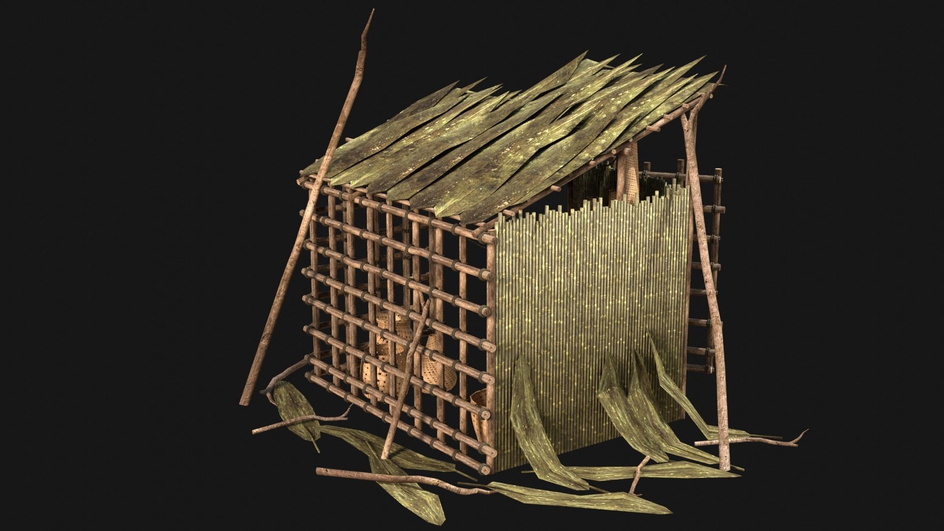 JUNGLE SWAMP STORAGE WAREHOUSE WORKSHOP ROOFING COLLECTION Low-poly 3D model_23