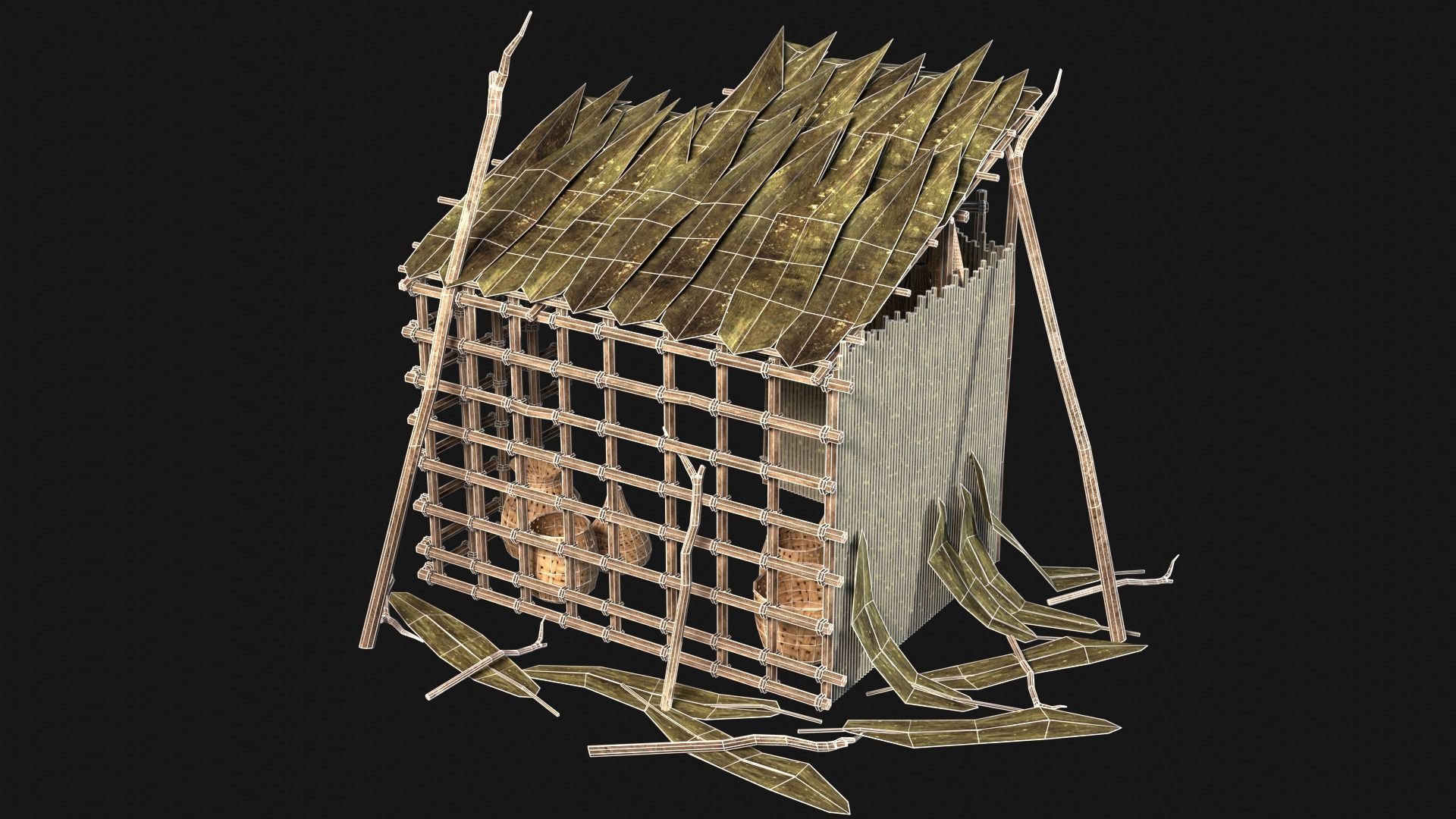 JUNGLE SWAMP STORAGE WAREHOUSE WORKSHOP ROOFING COLLECTION Low-poly 3D model_24