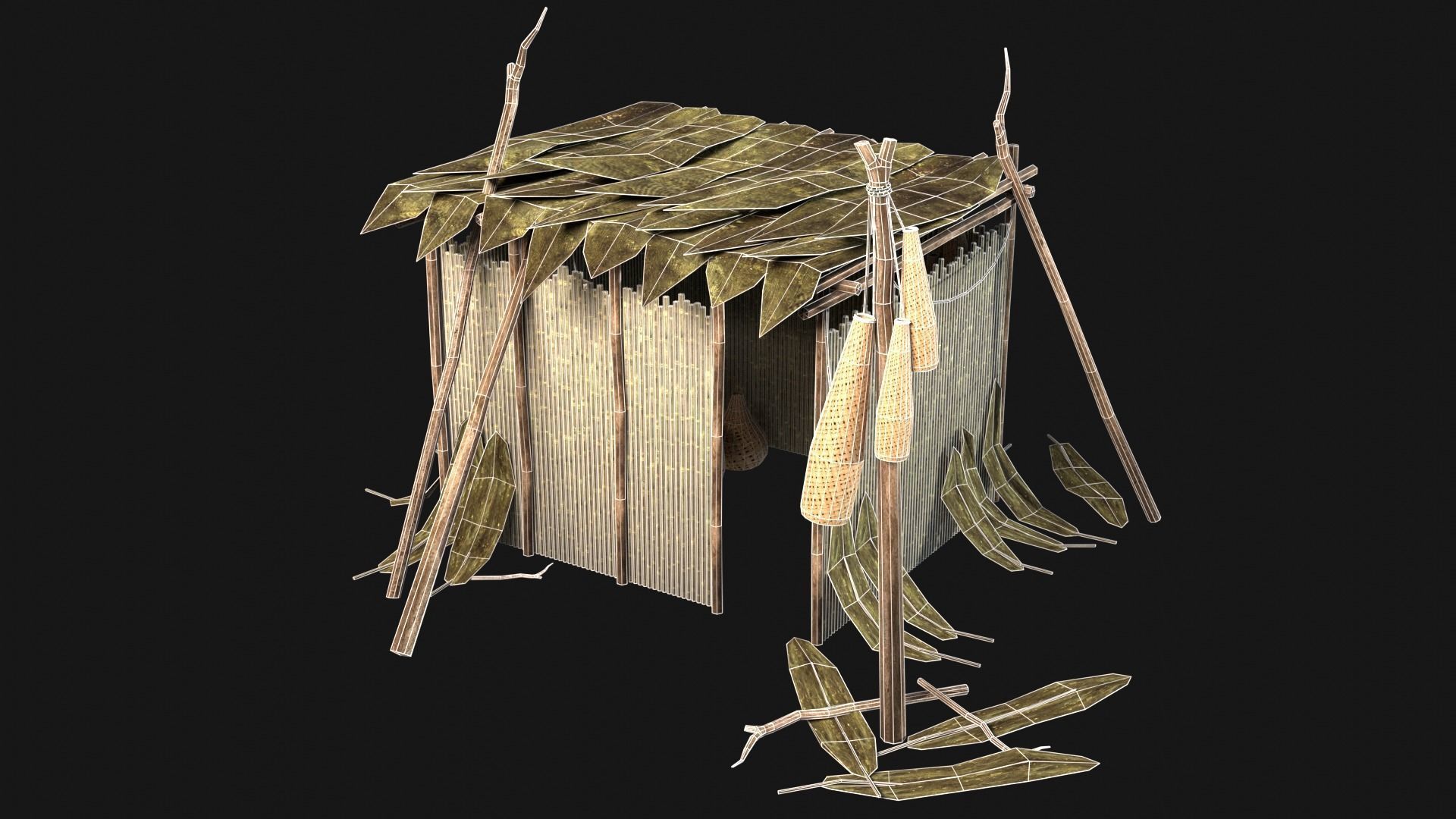 JUNGLE SWAMP STORAGE WAREHOUSE WORKSHOP ROOFING COLLECTION Low-poly 3D model_20