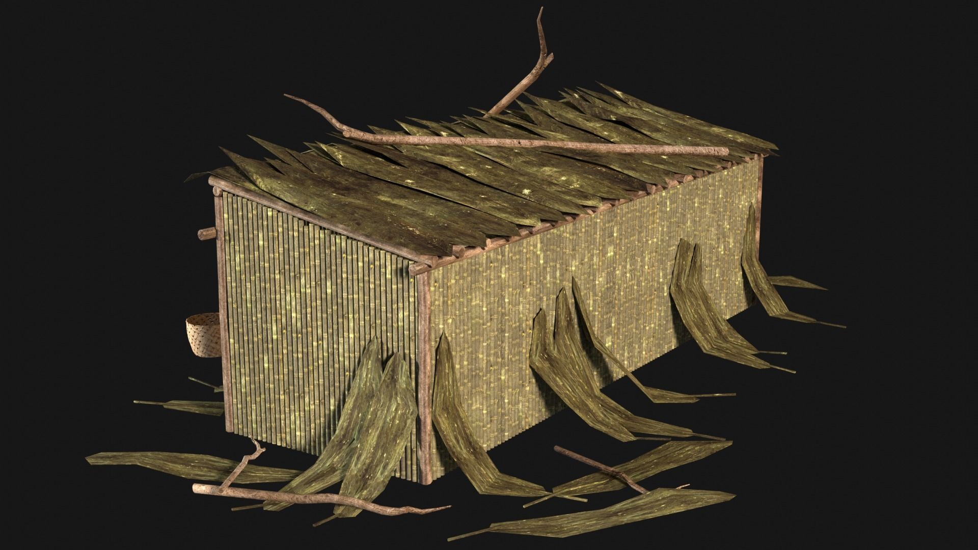 JUNGLE SWAMP STORAGE WAREHOUSE WORKSHOP ROOFING COLLECTION Low-poly 3D model_27