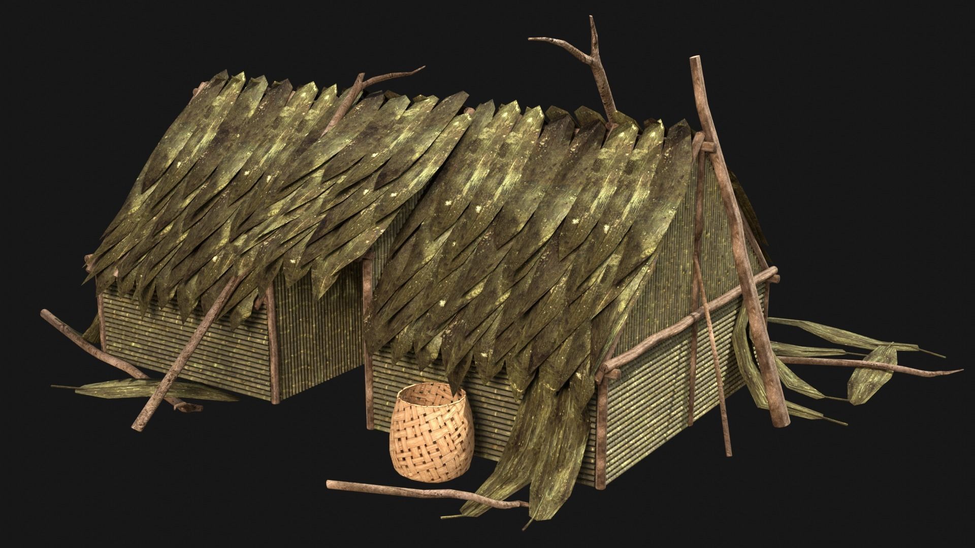 JUNGLE SWAMP STORAGE WAREHOUSE WORKSHOP ROOFING COLLECTION Low-poly 3D model_5