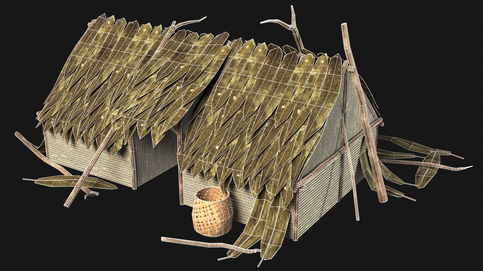 JUNGLE SWAMP STORAGE WAREHOUSE WORKSHOP ROOFING COLLECTION Low-poly 3D model_8