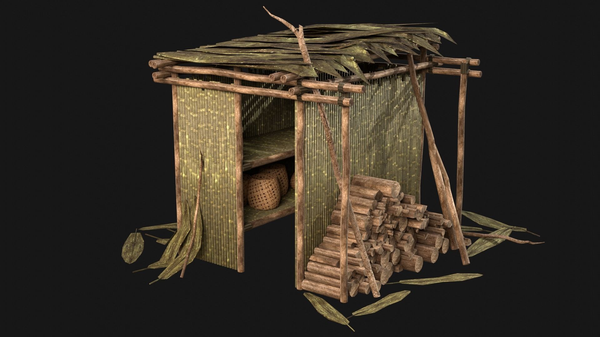 JUNGLE SWAMP STORAGE WAREHOUSE WORKSHOP ROOFING COLLECTION Low-poly 3D model_13