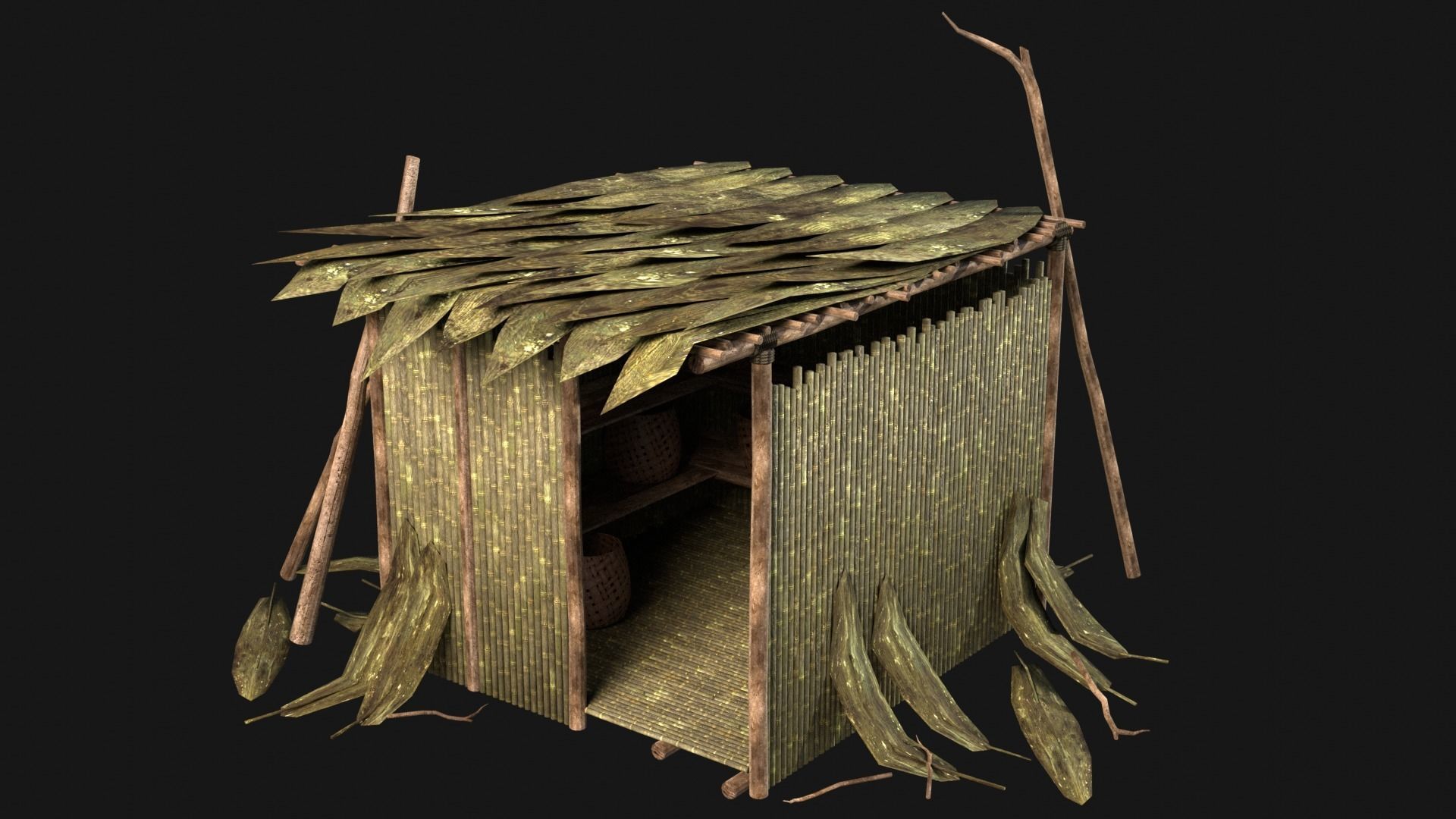 JUNGLE SWAMP STORAGE WAREHOUSE WORKSHOP ROOFING COLLECTION Low-poly 3D model_9