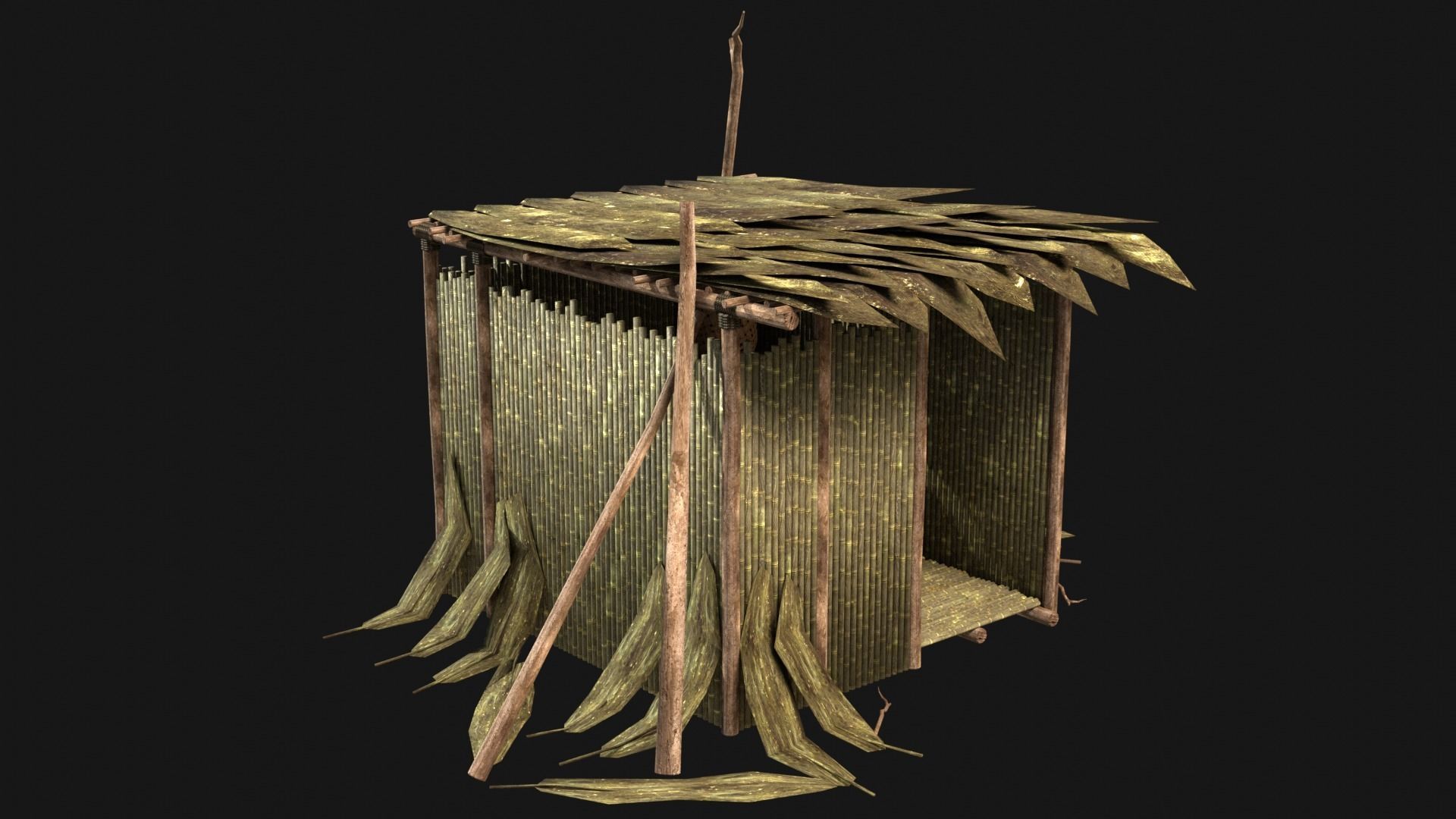 JUNGLE SWAMP STORAGE WAREHOUSE WORKSHOP ROOFING COLLECTION Low-poly 3D model_10