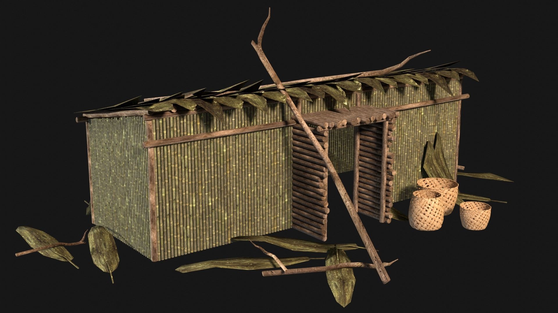 JUNGLE SWAMP STORAGE WAREHOUSE WORKSHOP ROOFING COLLECTION Low-poly 3D model_26