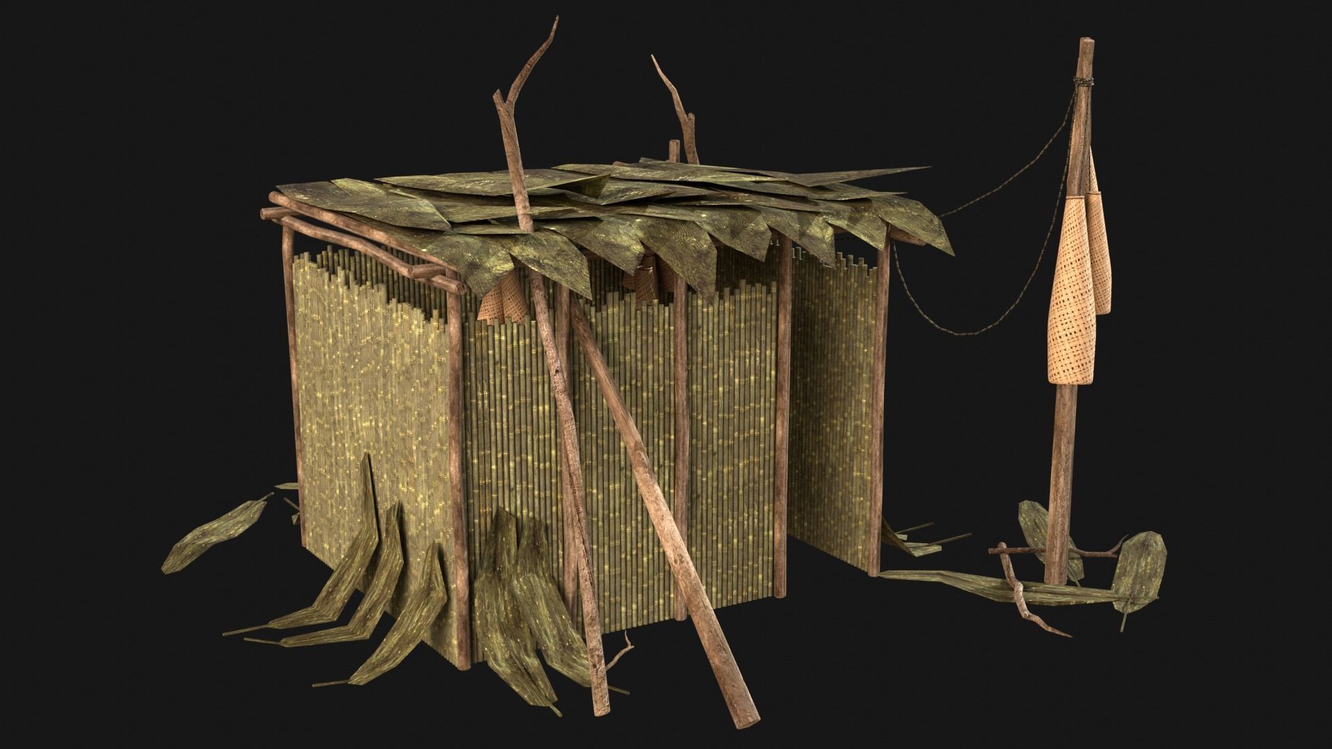 JUNGLE SWAMP STORAGE WAREHOUSE WORKSHOP ROOFING COLLECTION Low-poly 3D model_18