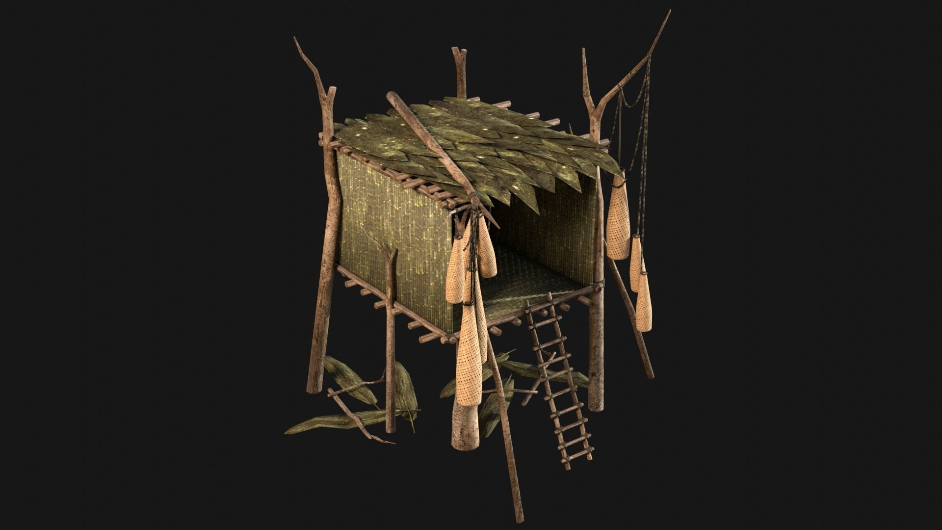 JUNGLE SWAMP STORAGE WAREHOUSE WORKSHOP ROOFING COLLECTION Low-poly 3D model_30
