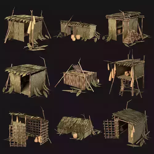 JUNGLE SWAMP STORAGE WAREHOUSE WORKSHOP ROOFING COLLECTION Low-poly 3D model